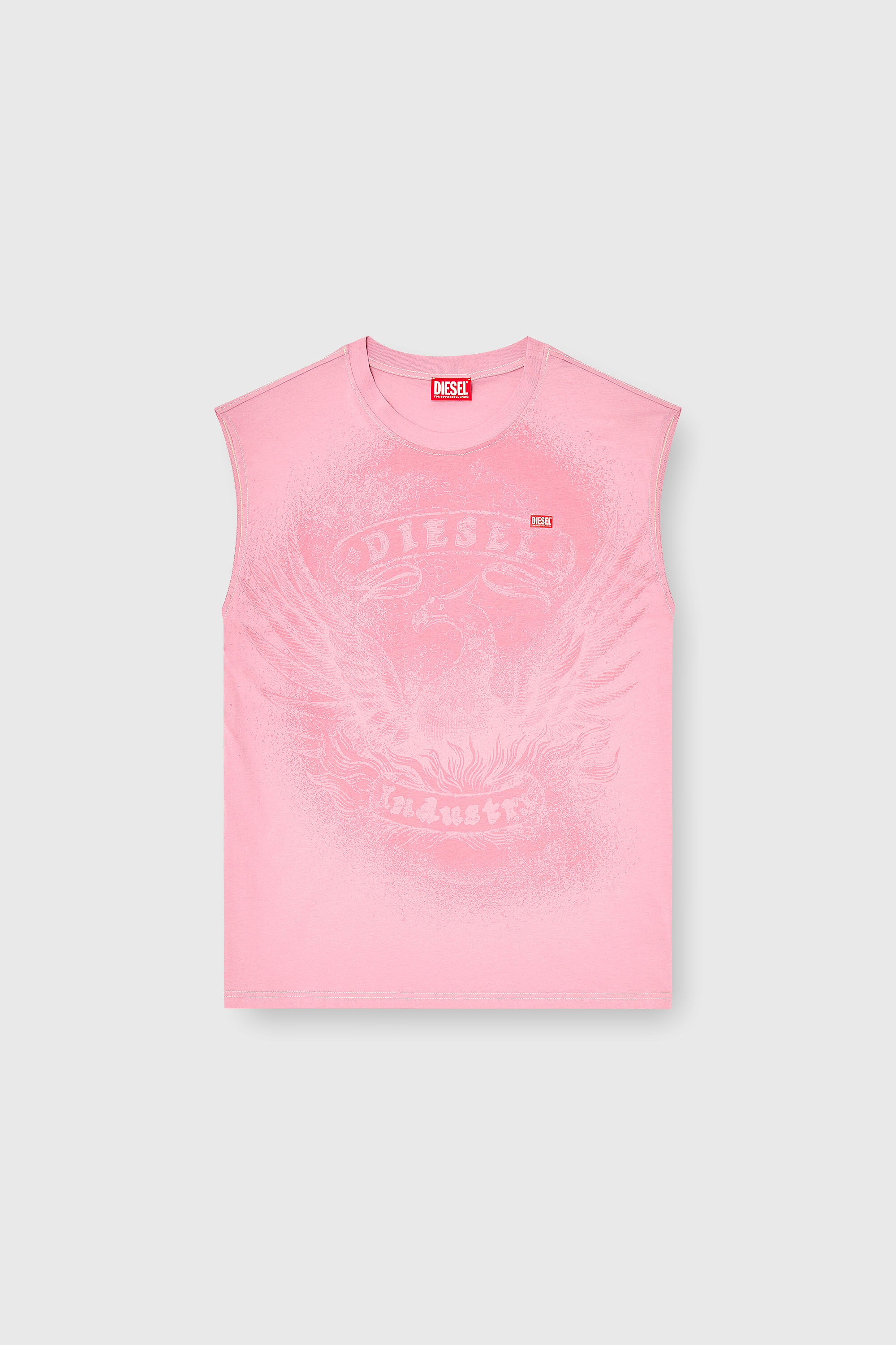 Diesel - T-BOXT-SL-NOTCH, Man's Sleeveless top in cotton with tonal graphic in Pink - 2