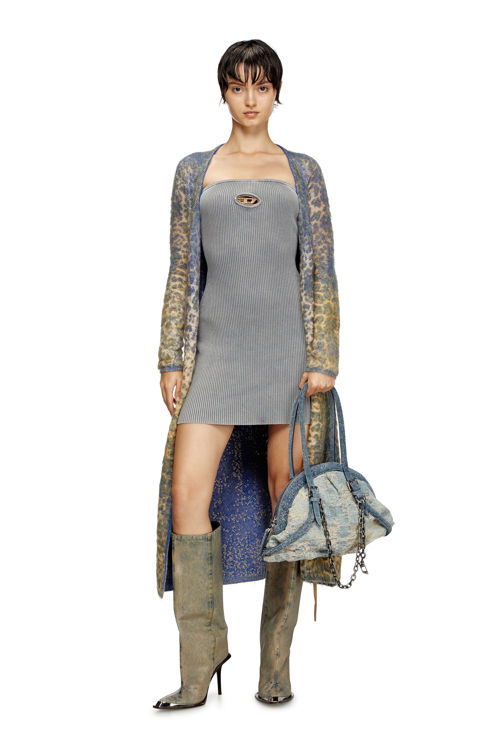 Diesel - D-TONA WB, Woman's D-Tona-Stivali al ginocchio in denim solarizzato coated in Beige - 7