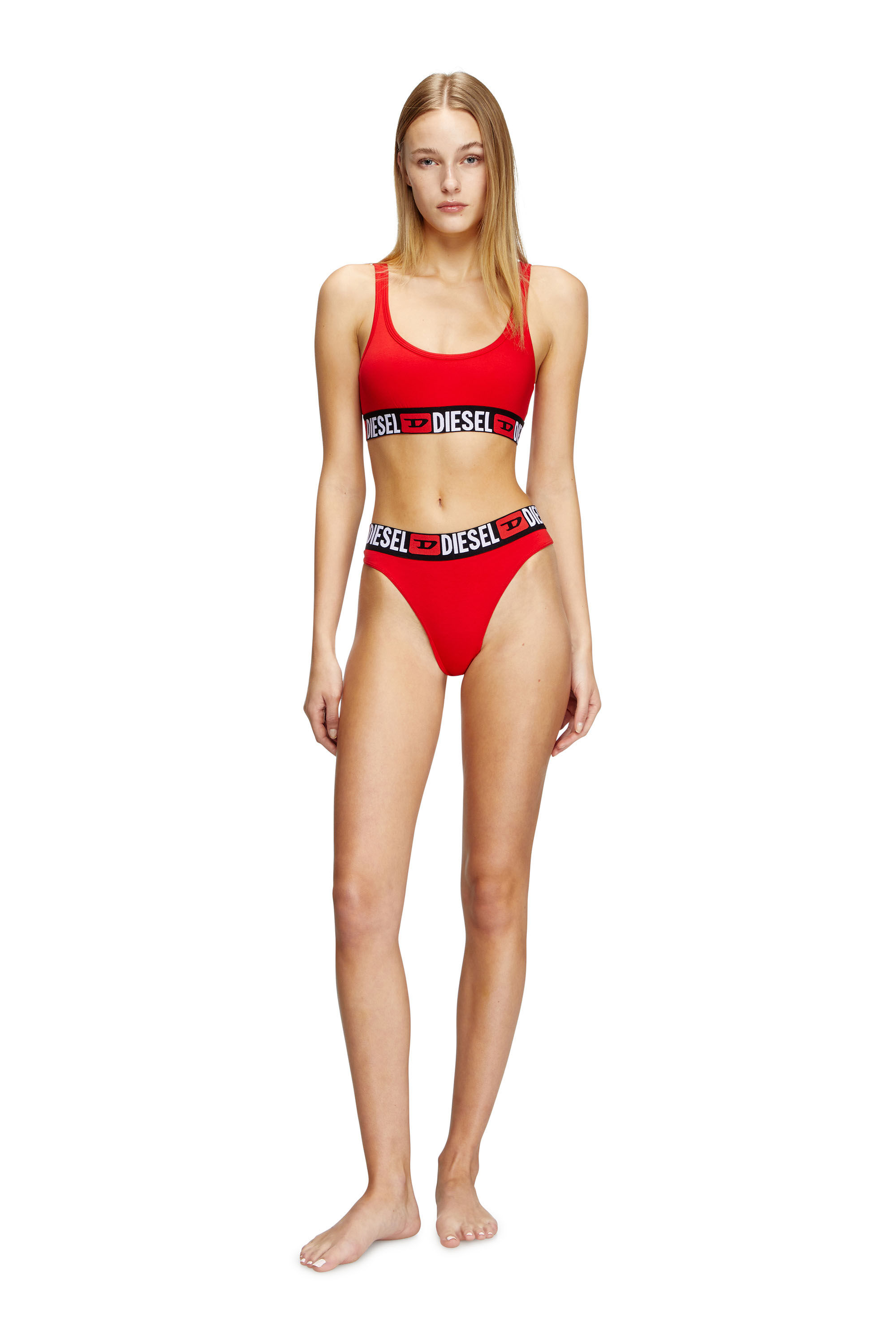 Diesel - UFST-STARS-THREEPACK, Woman's 3-pack thongs with logo waist in Black/Red - 1