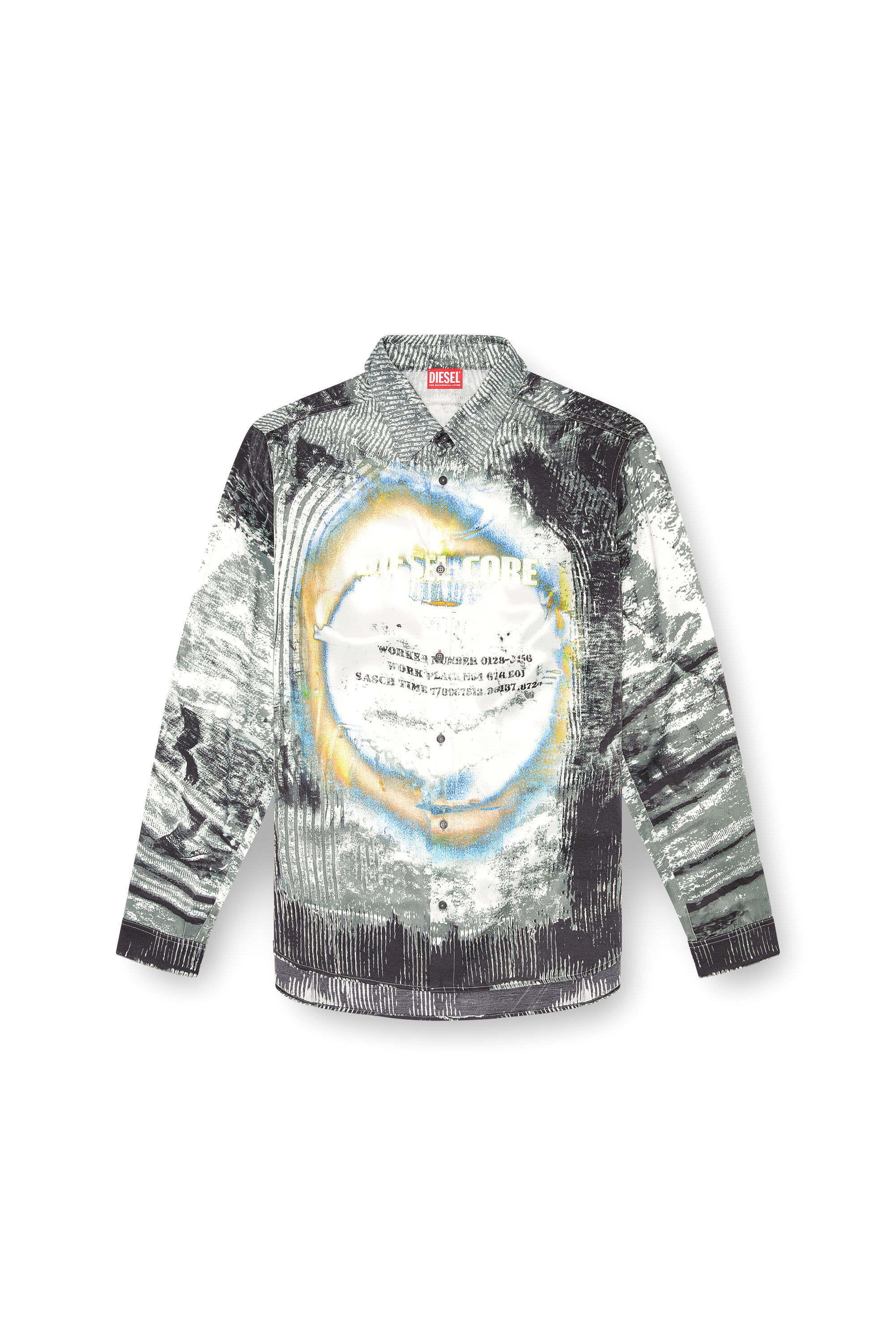 Diesel - S-GACY, Man's Fluid shirt with trompe l'oeil effects in Grey - 2