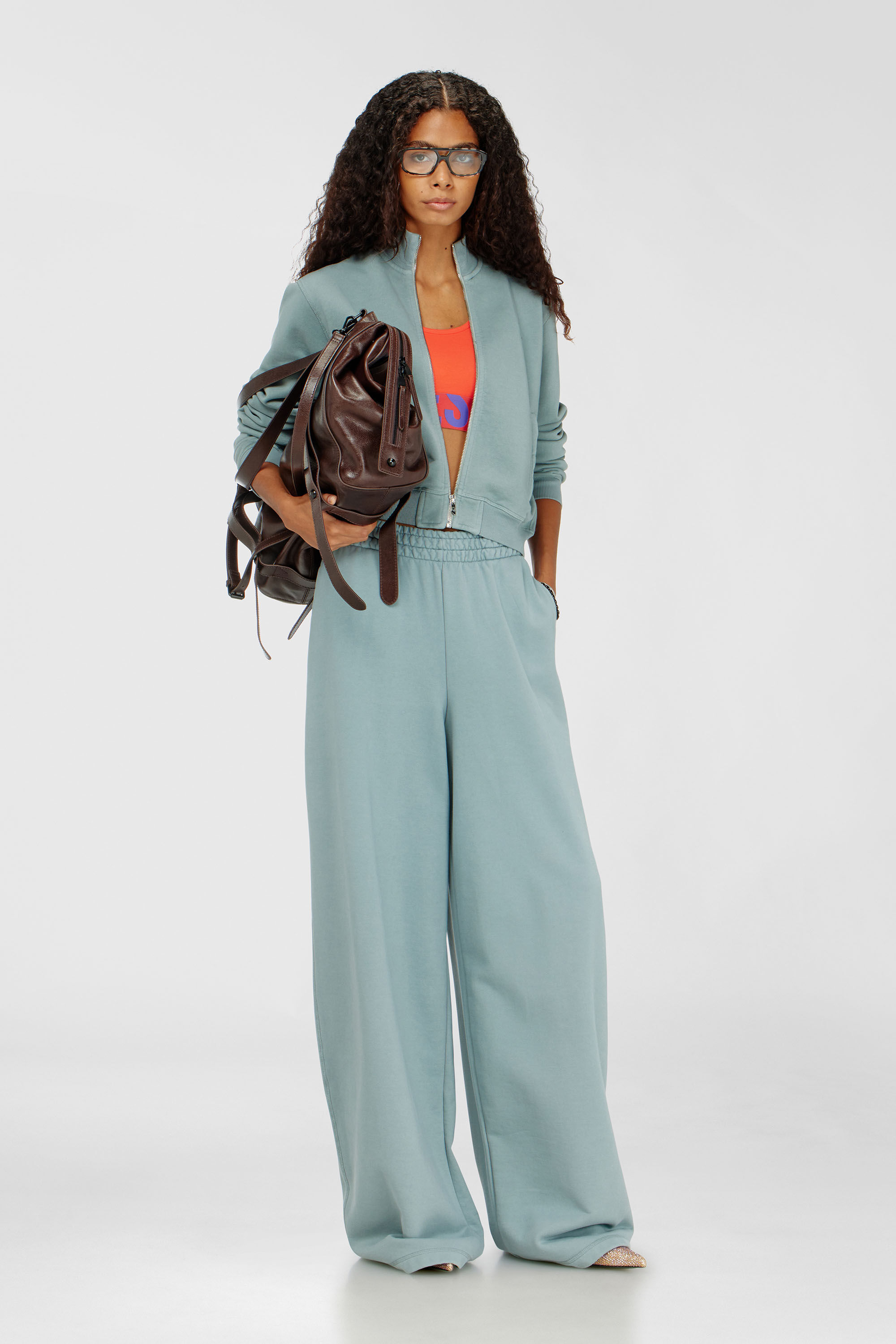 Diesel - UFSB-COTTON-RACE-BRALETTE-XL, Woman's Sports bra with cut-off logo in Orange - 5