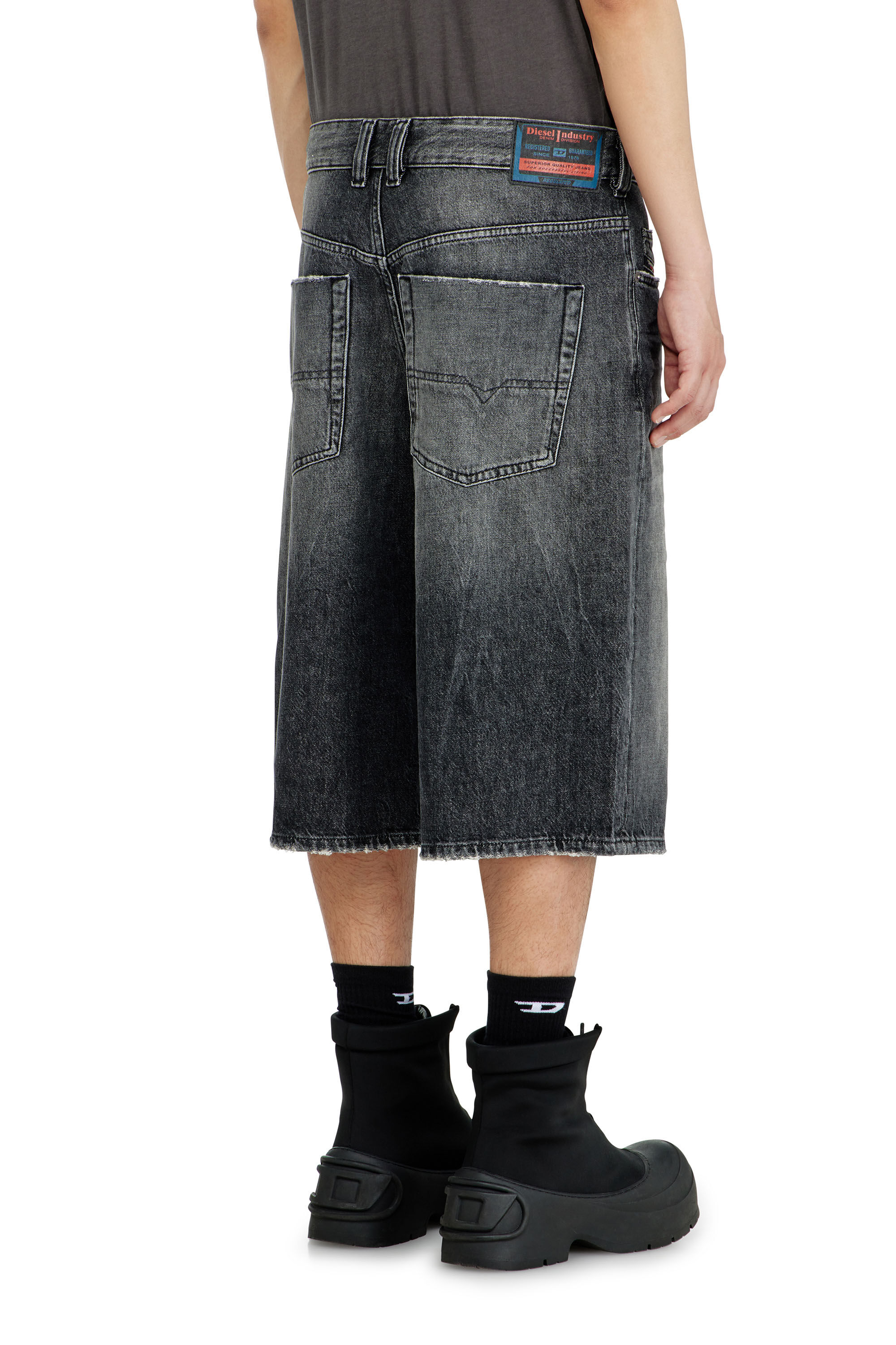 Diesel - D-ENIM-M-SHORT, Unisex's Denim relaxed shorts with abrasions in Dark grey - 4