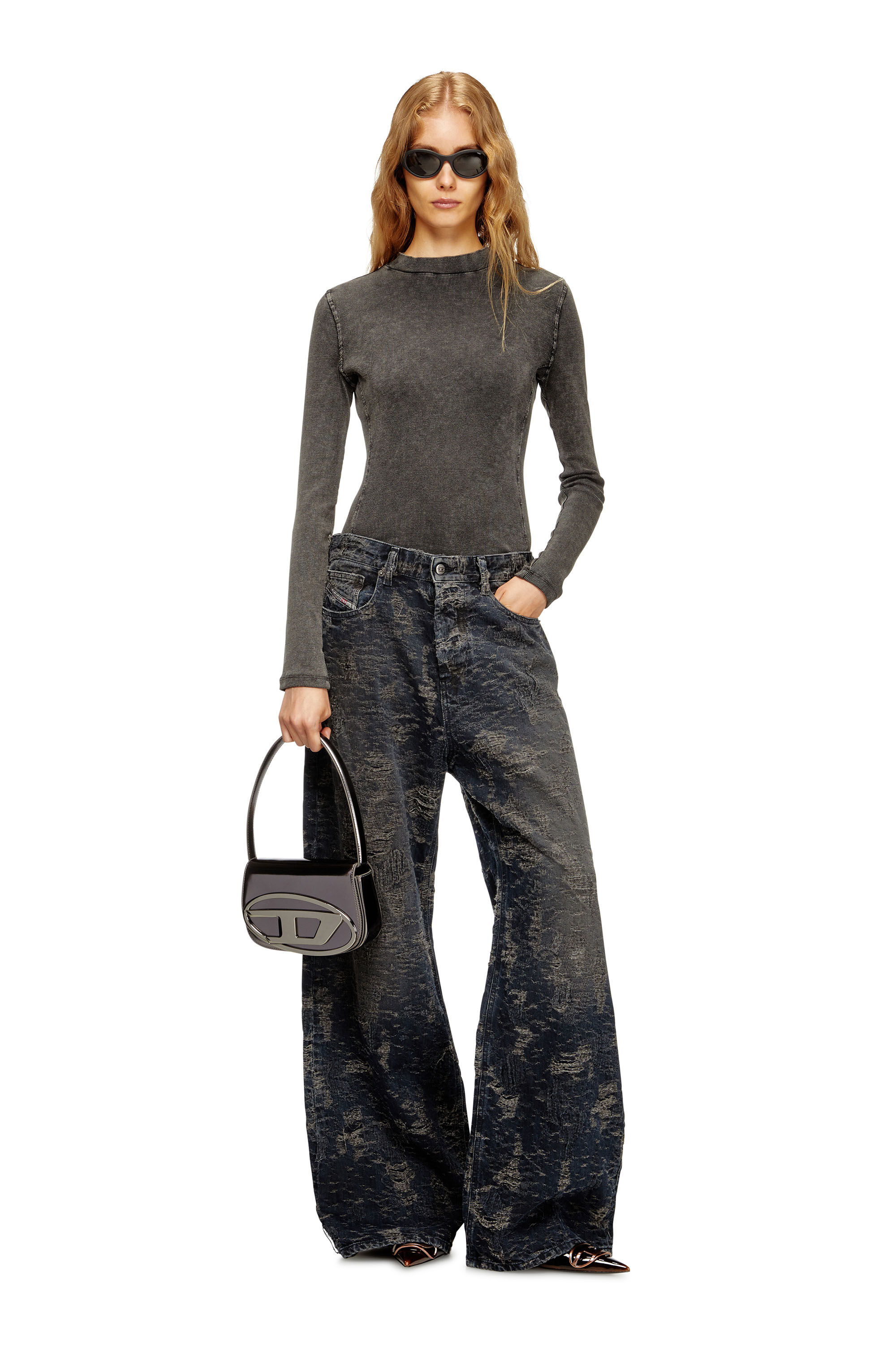 Diesel - 1DR, Woman's 1DR-Iconic shoulder bag in mirrored leather in Grey - 5