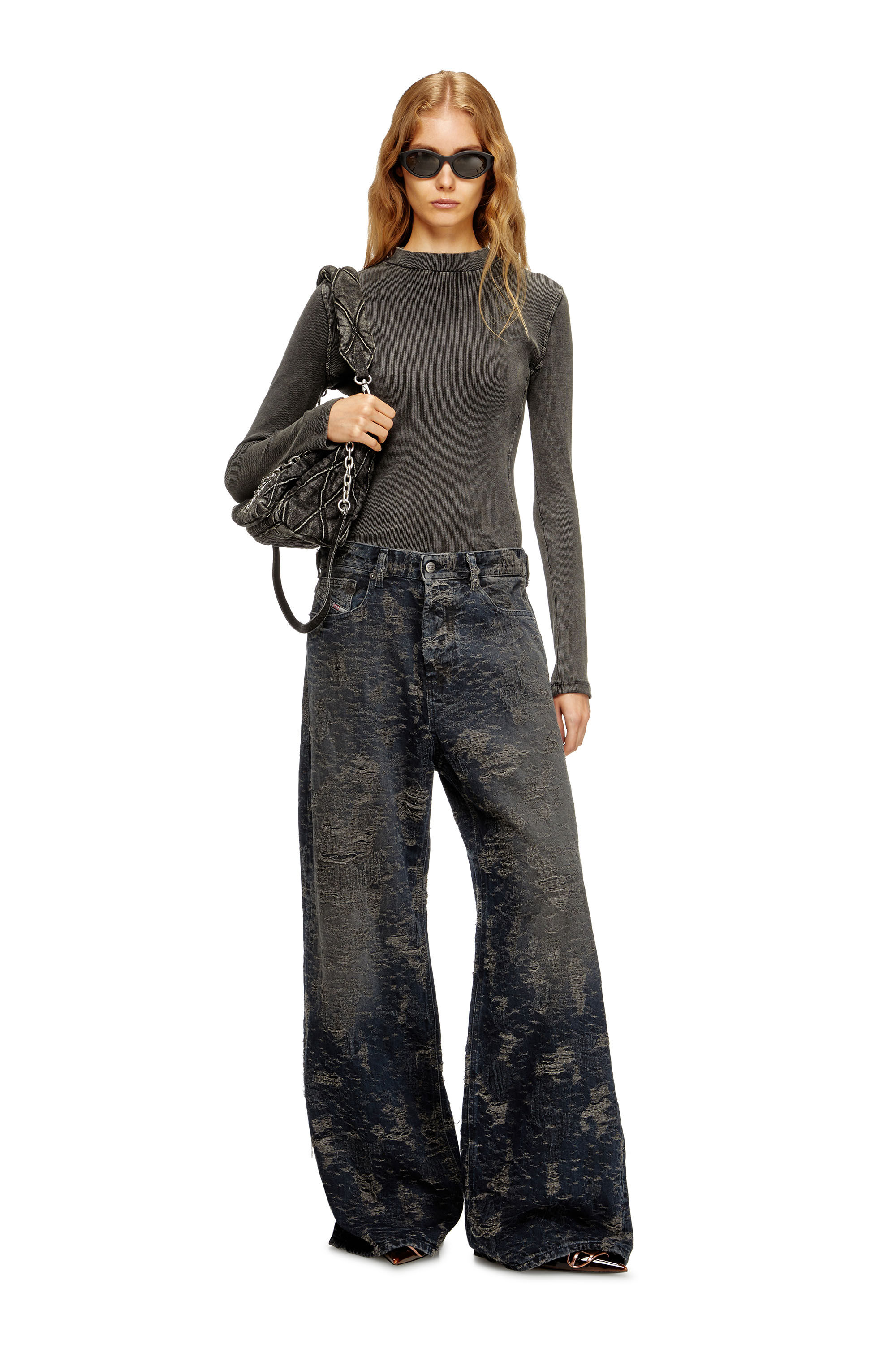 Diesel - Woman's Relaxed Jeans 1996 D-Sire 007BV, Black/Dark grey - 1