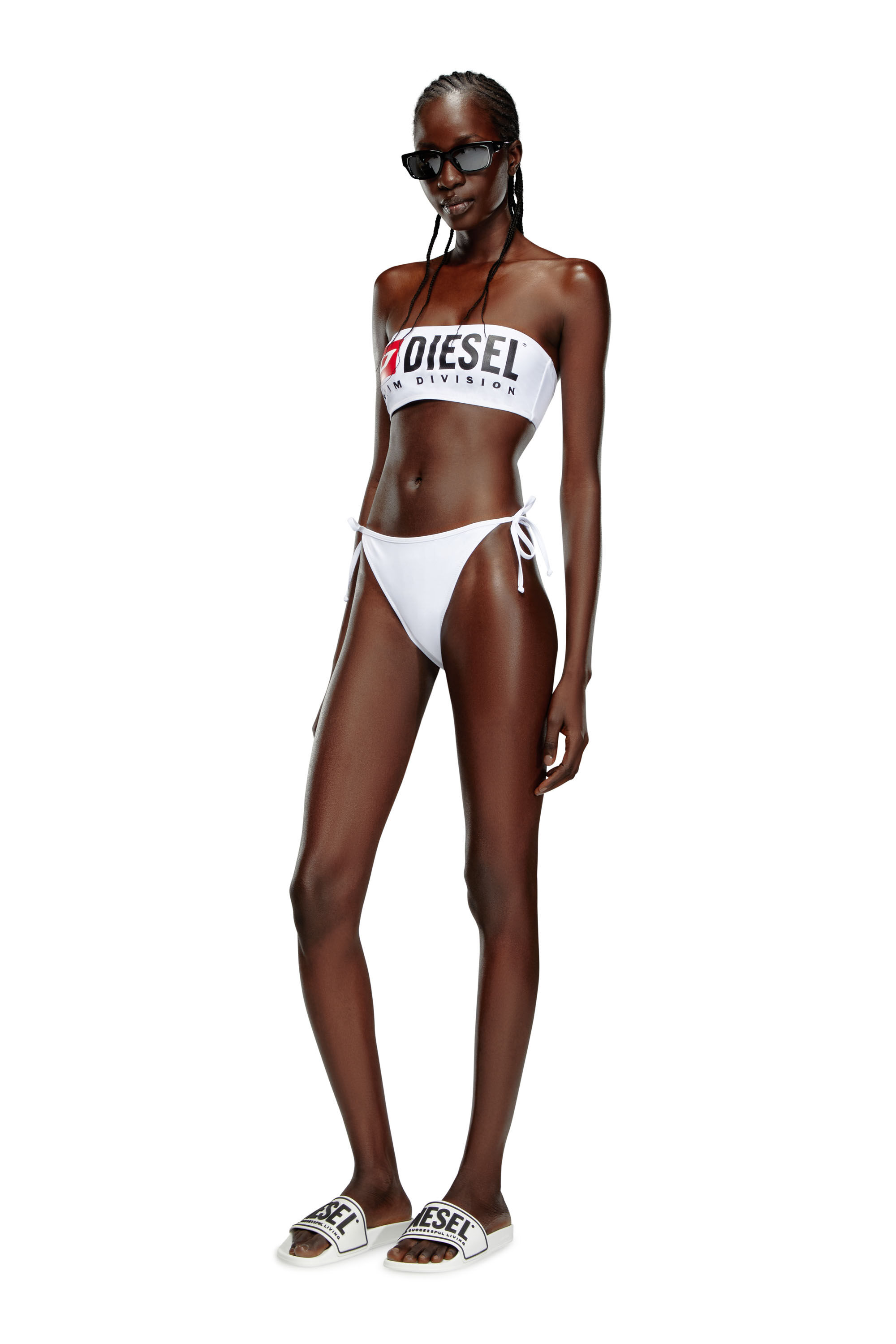 Diesel - BFPN-BRIGITTES, Woman's Maxi logo bikini briefs in recycled nylon in White - 2