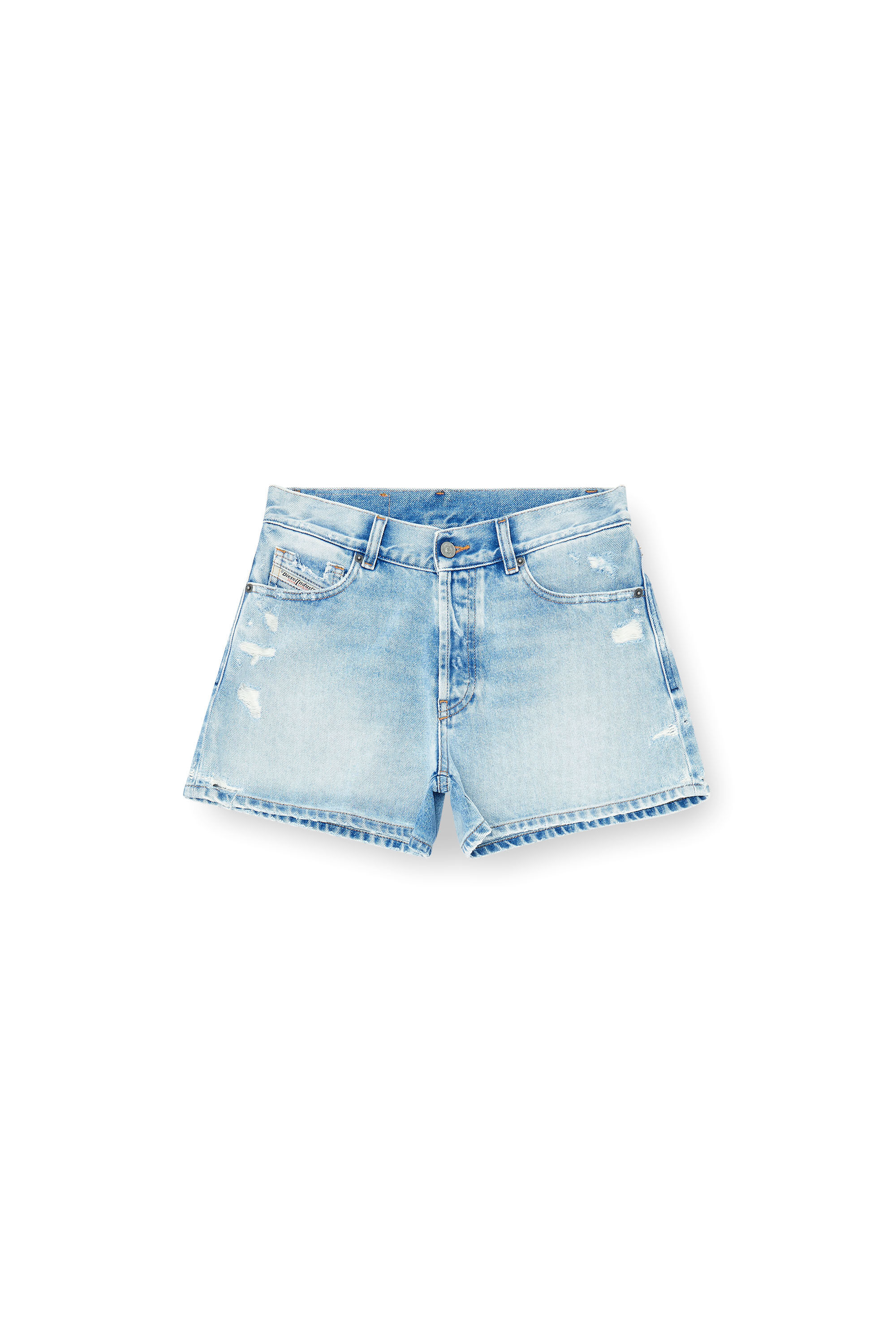 Diesel - DE-HELIOS, Woman's Shorts in destroyed denim in Light Blue - 2