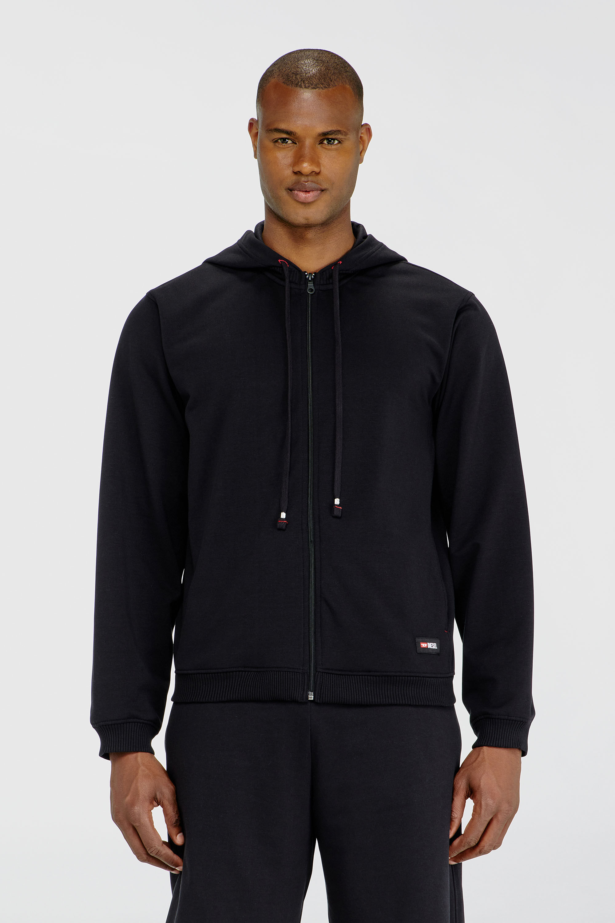 Diesel - JOY-D-CORE, Man's Hoodie in peached cotton blend in Black - 3