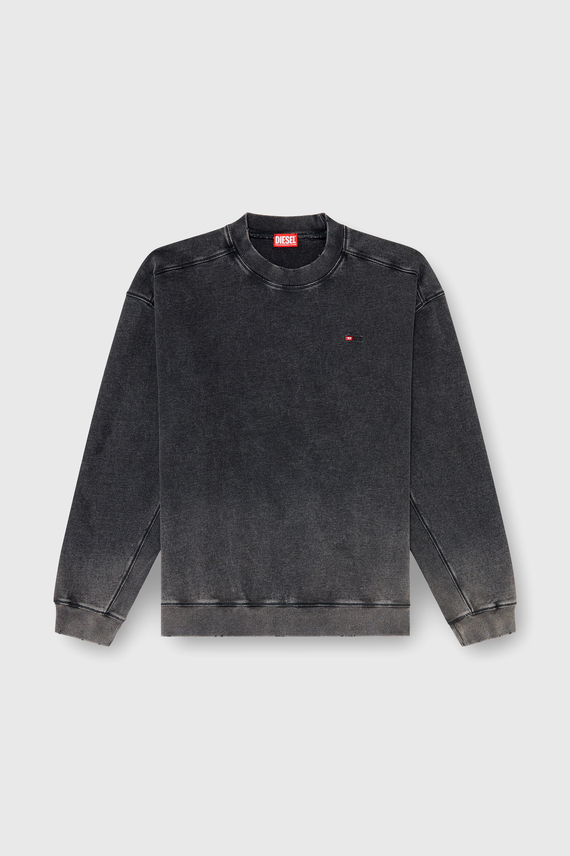 Diesel - S-CROX, Man's Cotton sweatshirt with faded effect in Dark grey - 2