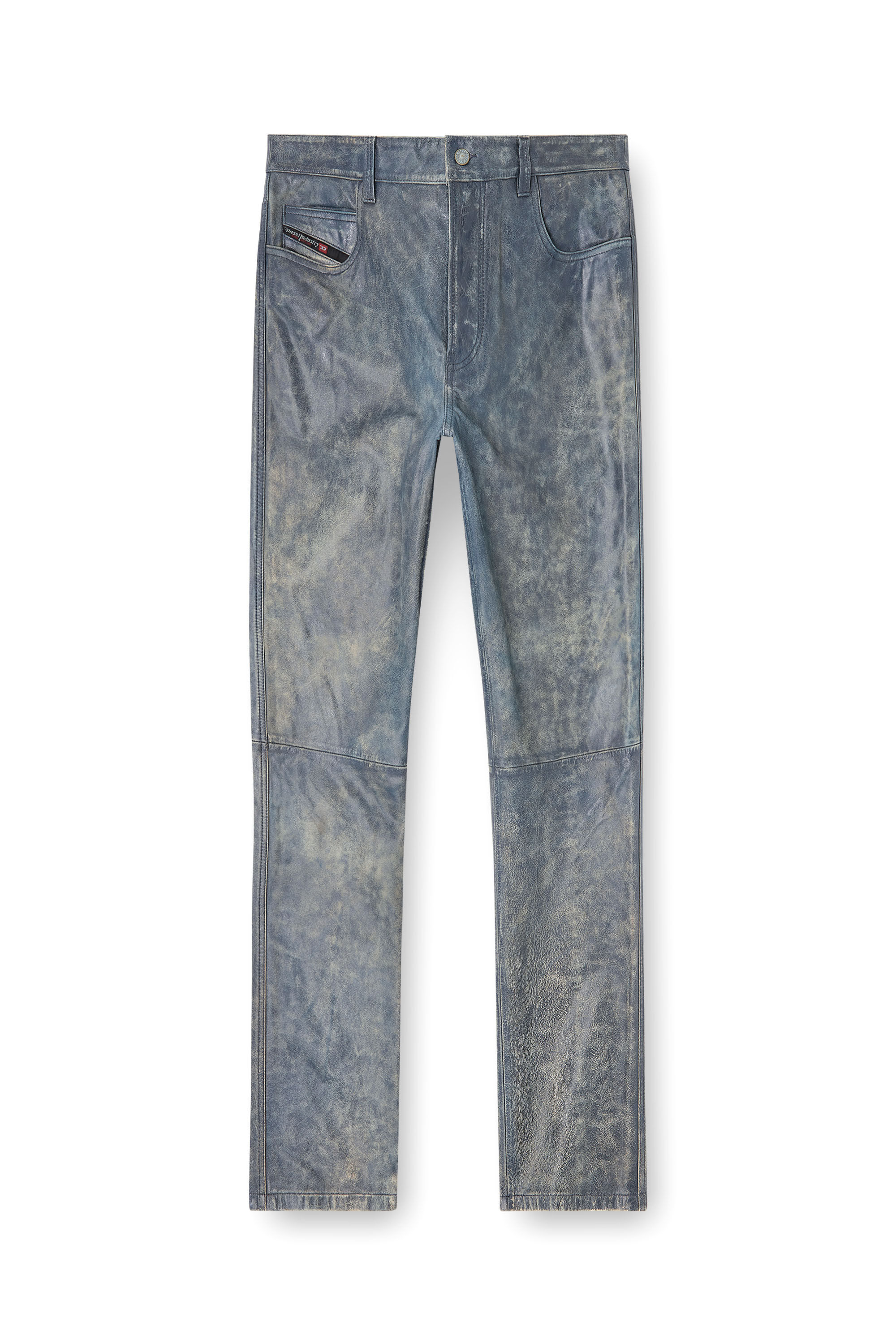 Diesel - P-VYLL-QMBW, Man's Jean-cut leather pants in Blue - 2