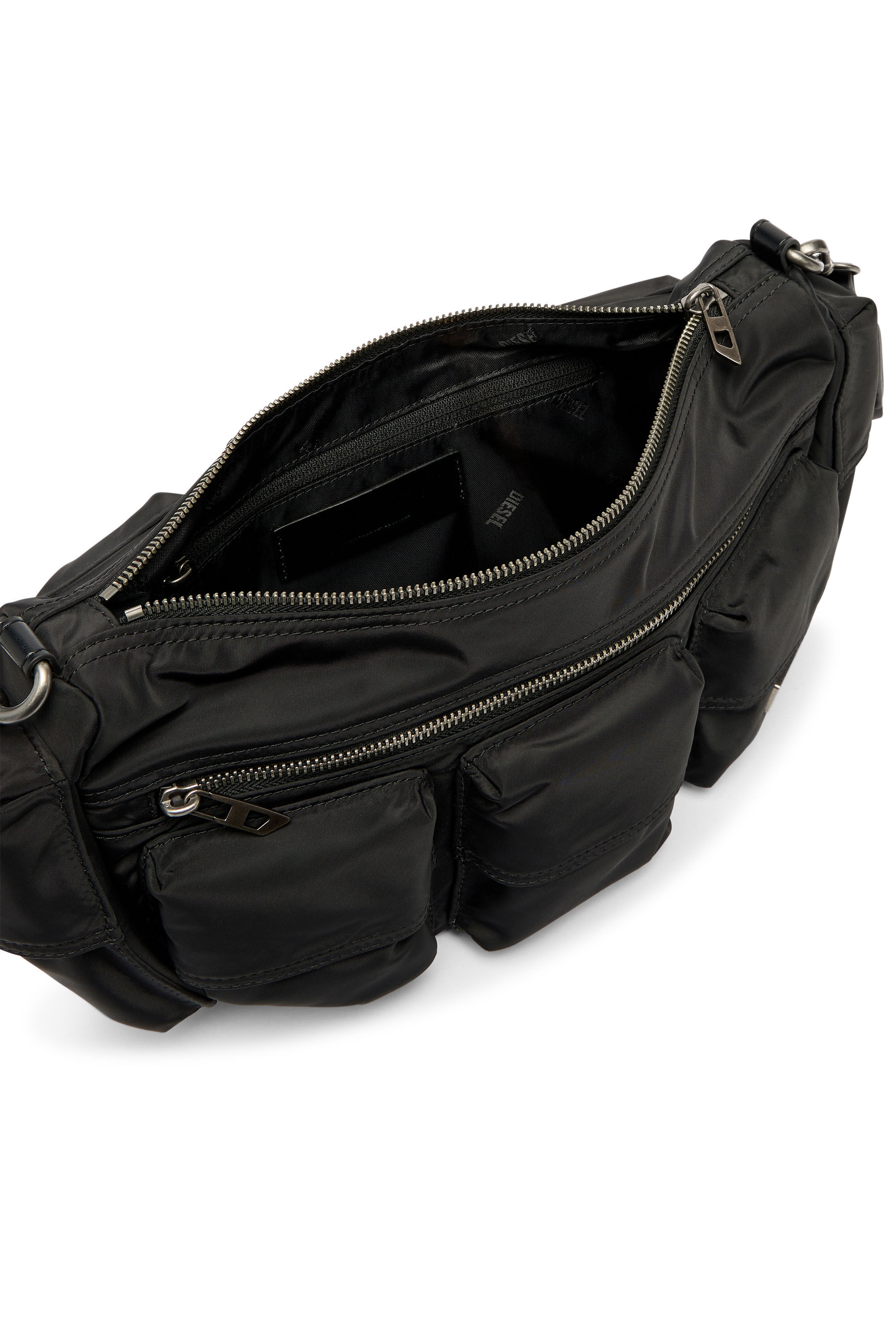 Diesel - MULTI-PKTS SHOULDER BAG X, Unisex's Multi-Pkts-Multipocket bag in utilitarian shell in Black - 3