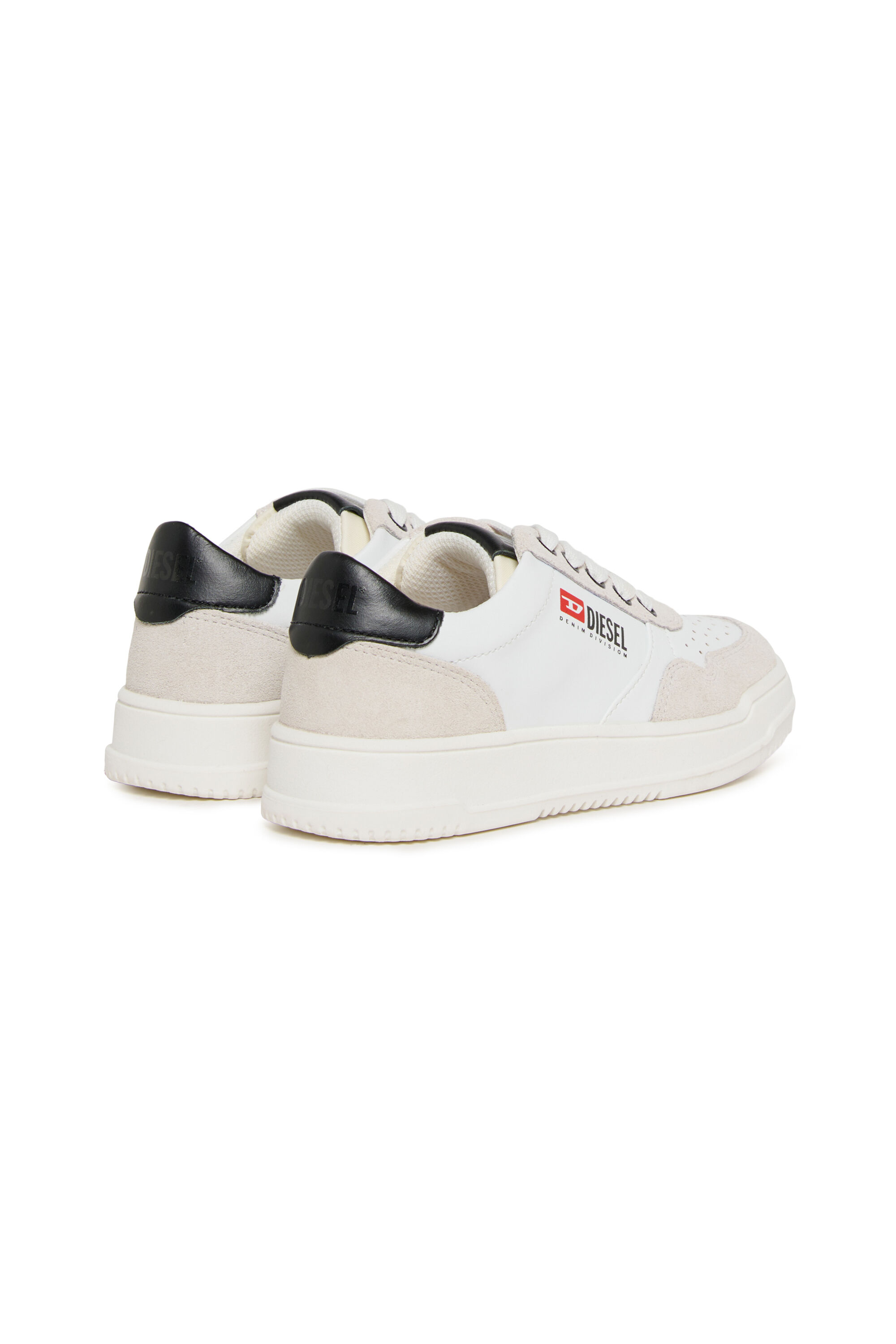 Diesel - S-CASCOUN, Unisex's S-CASCOUN-Sneakers in leather with side logo in White/Black - 3