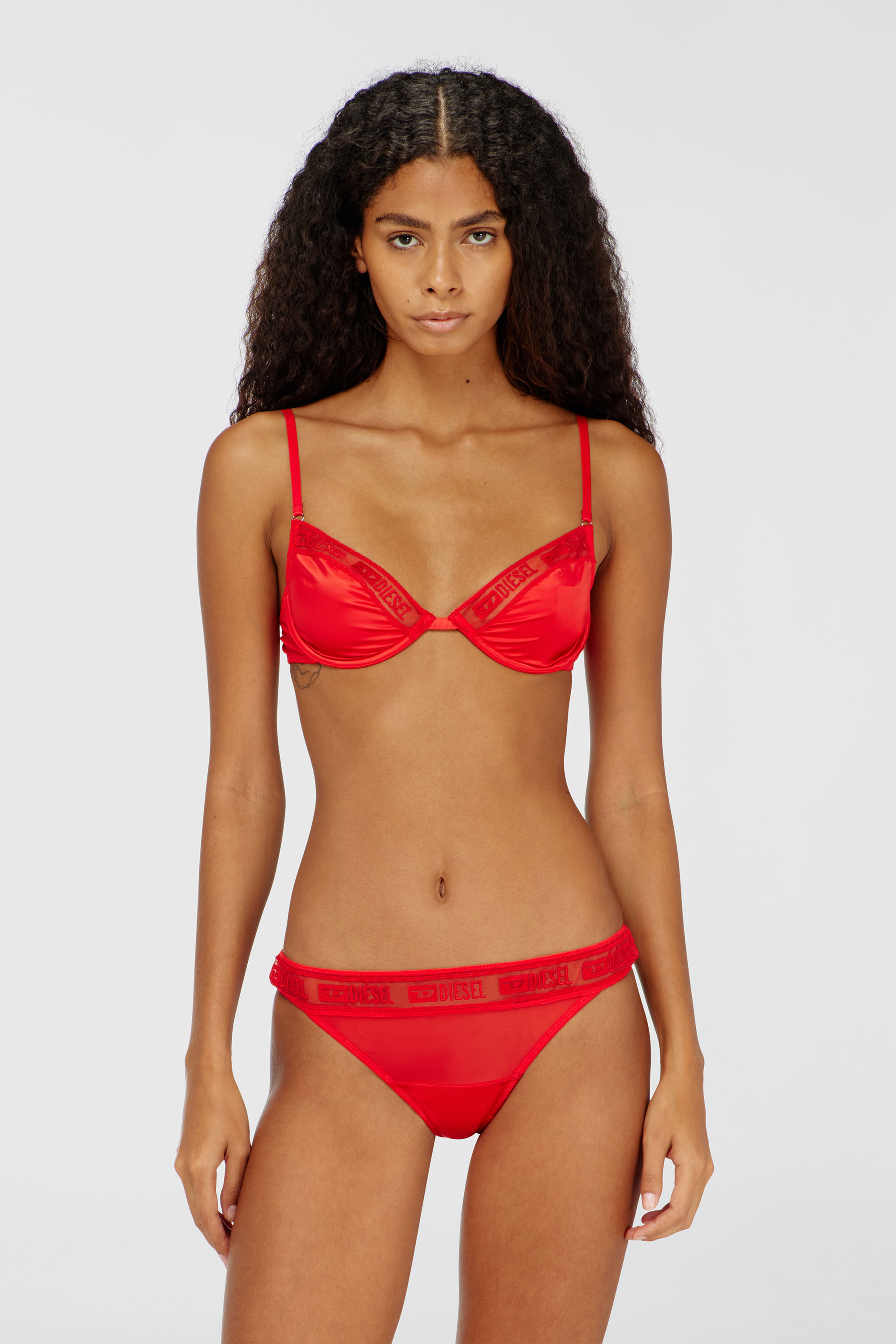 Diesel - NINA-GFT, Woman's Bra in stretch satin with logo mesh trim in null - 2