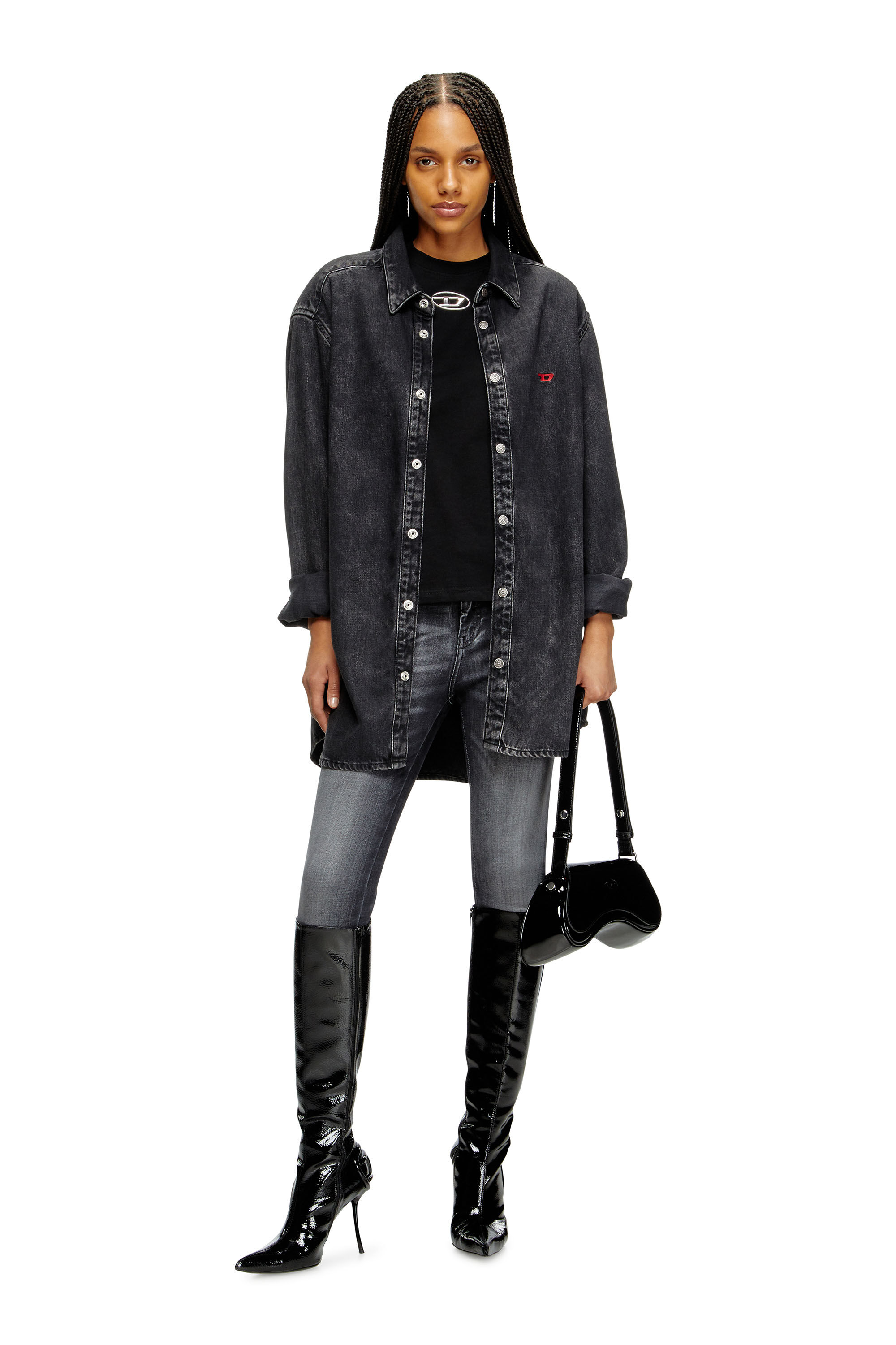 Diesel - T-REGS-OD-Q1, Woman's Regular fit T-shirt with Oval D in Black - 1