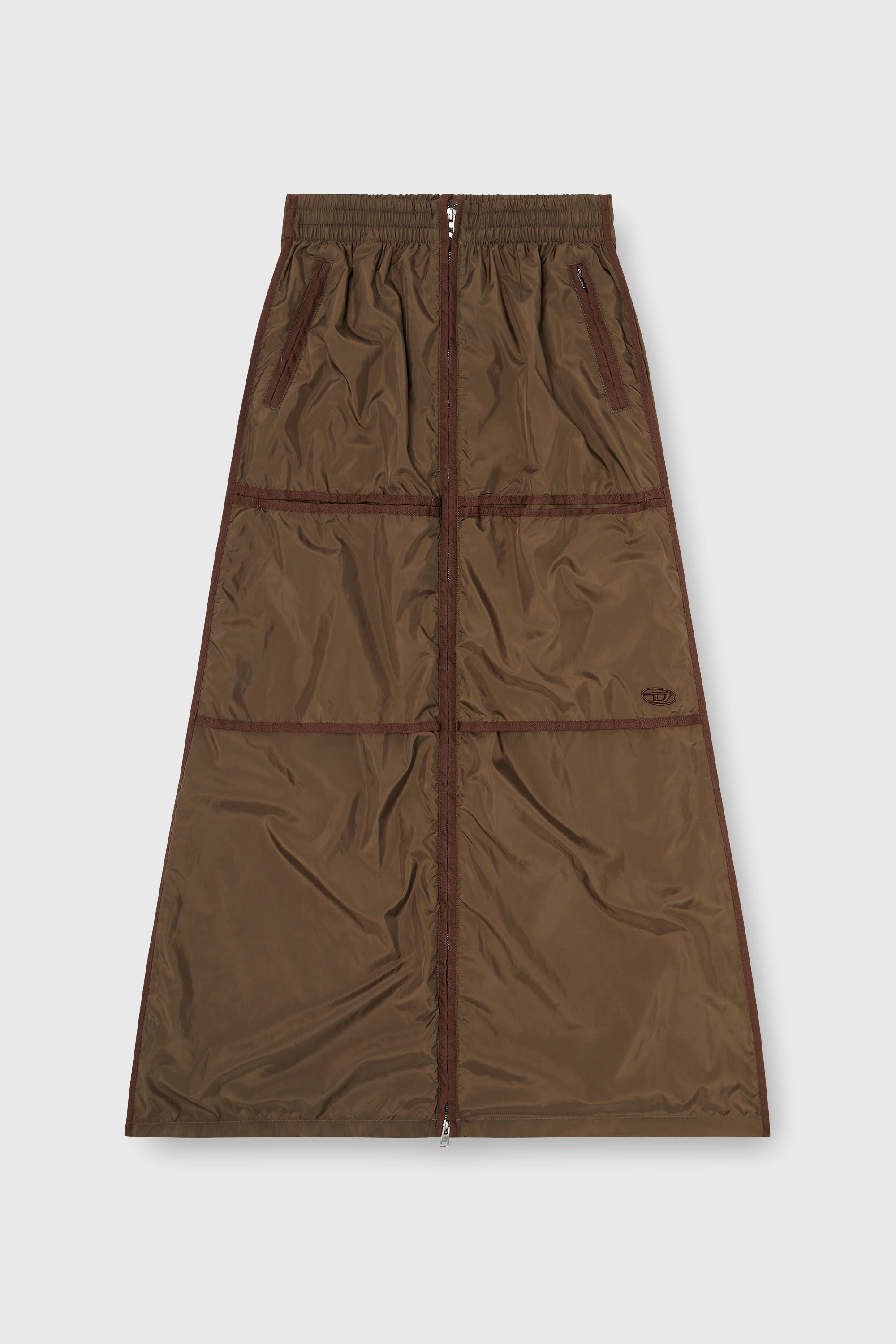 Diesel - O-HYTON, Woman's Windbreaker maxi skirt with front zip in Brown - 2