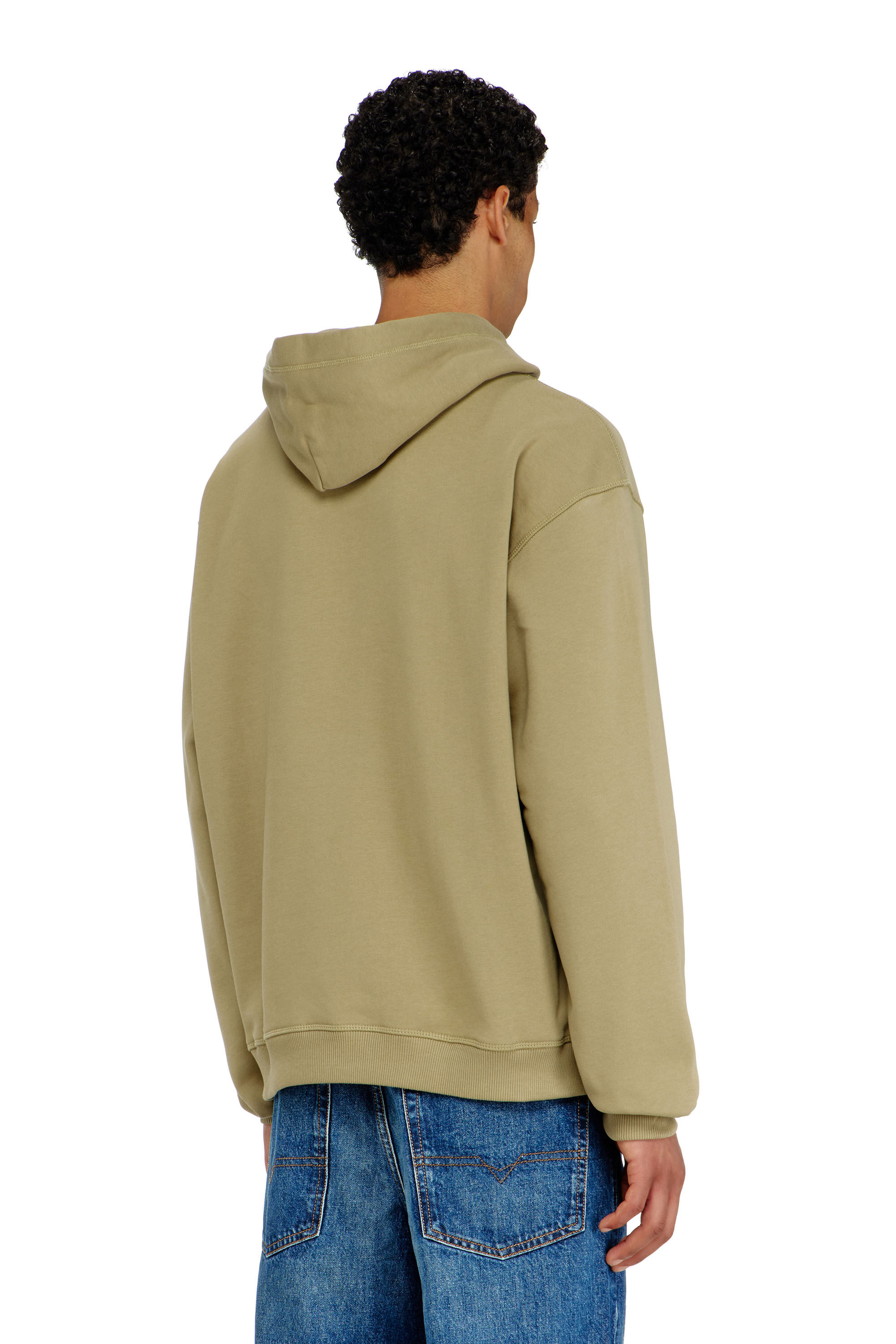 Diesel - S-NORM-HOOD-IOD, Man's Cotton hoodie with metallic Oval D in Olive Green - 4