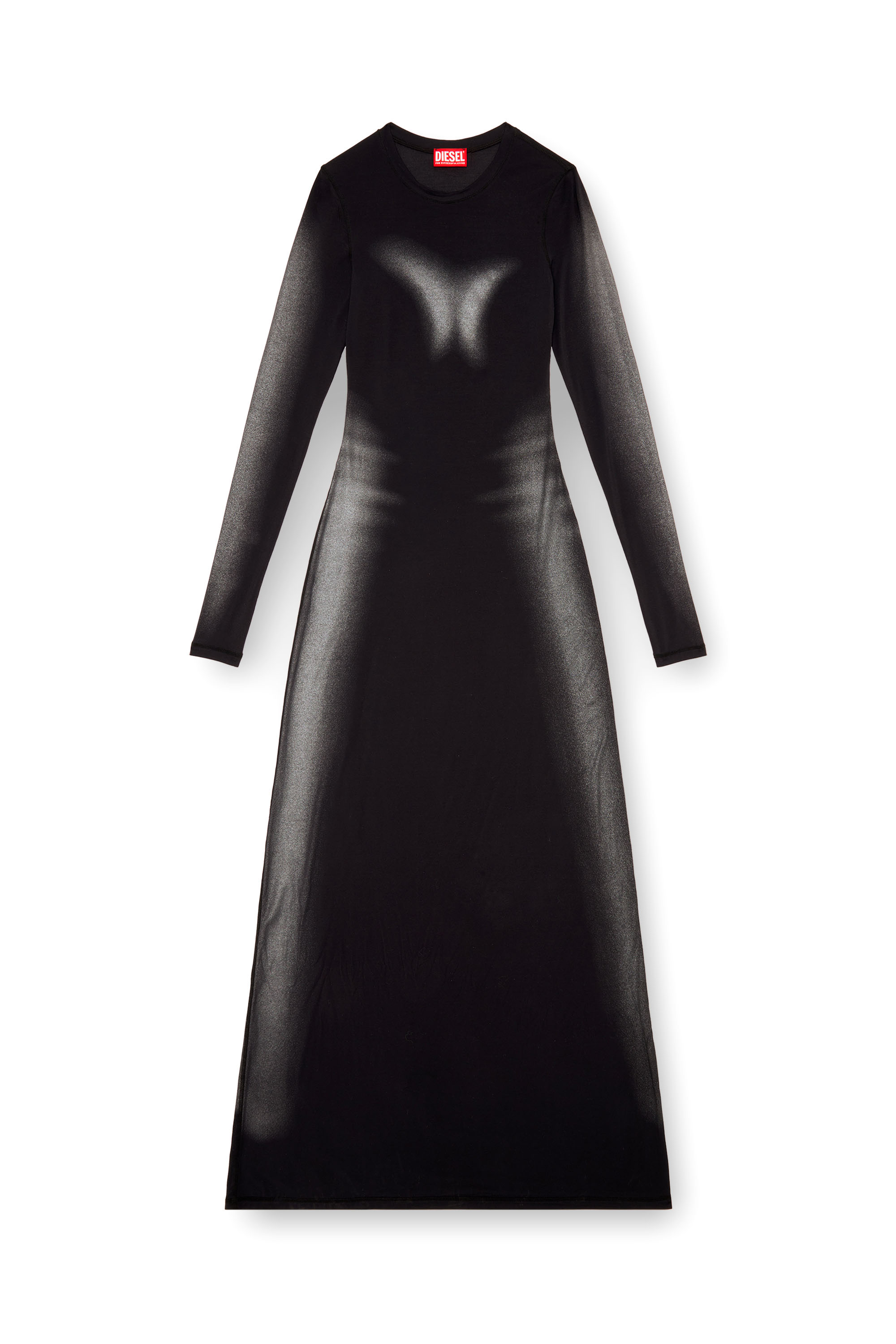 Diesel - D-ANESSA, Woman's Long dress in metallic stretch jersey in Black - 1