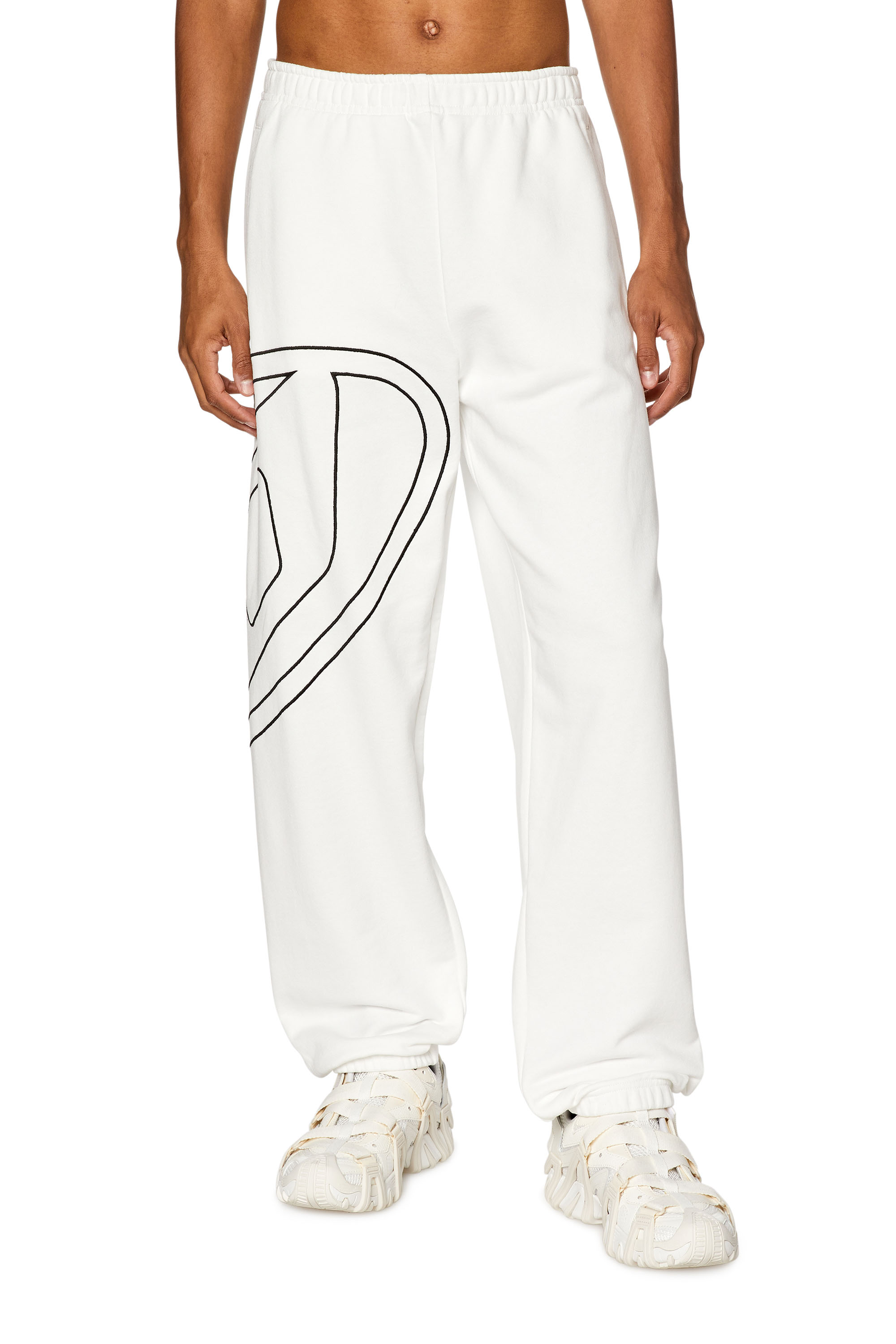 Diesel - P-MARKY-MEGOVAL-D, Man Track pants with mega oval D in White - Image 1