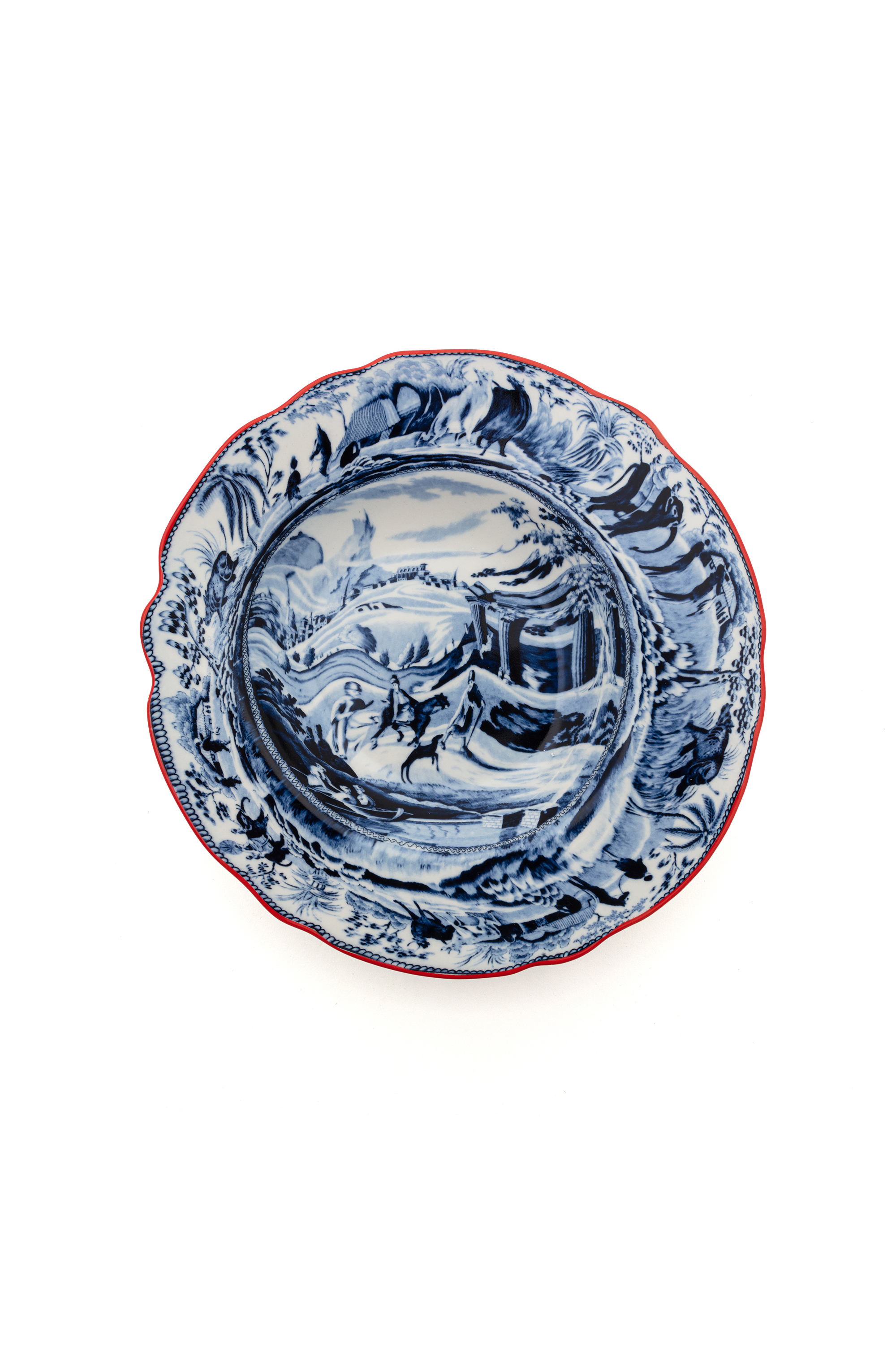 Diesel - 11220 SOUP PLATE IN PORCELAIN "CLASSIC O, White/Blue - Image 1