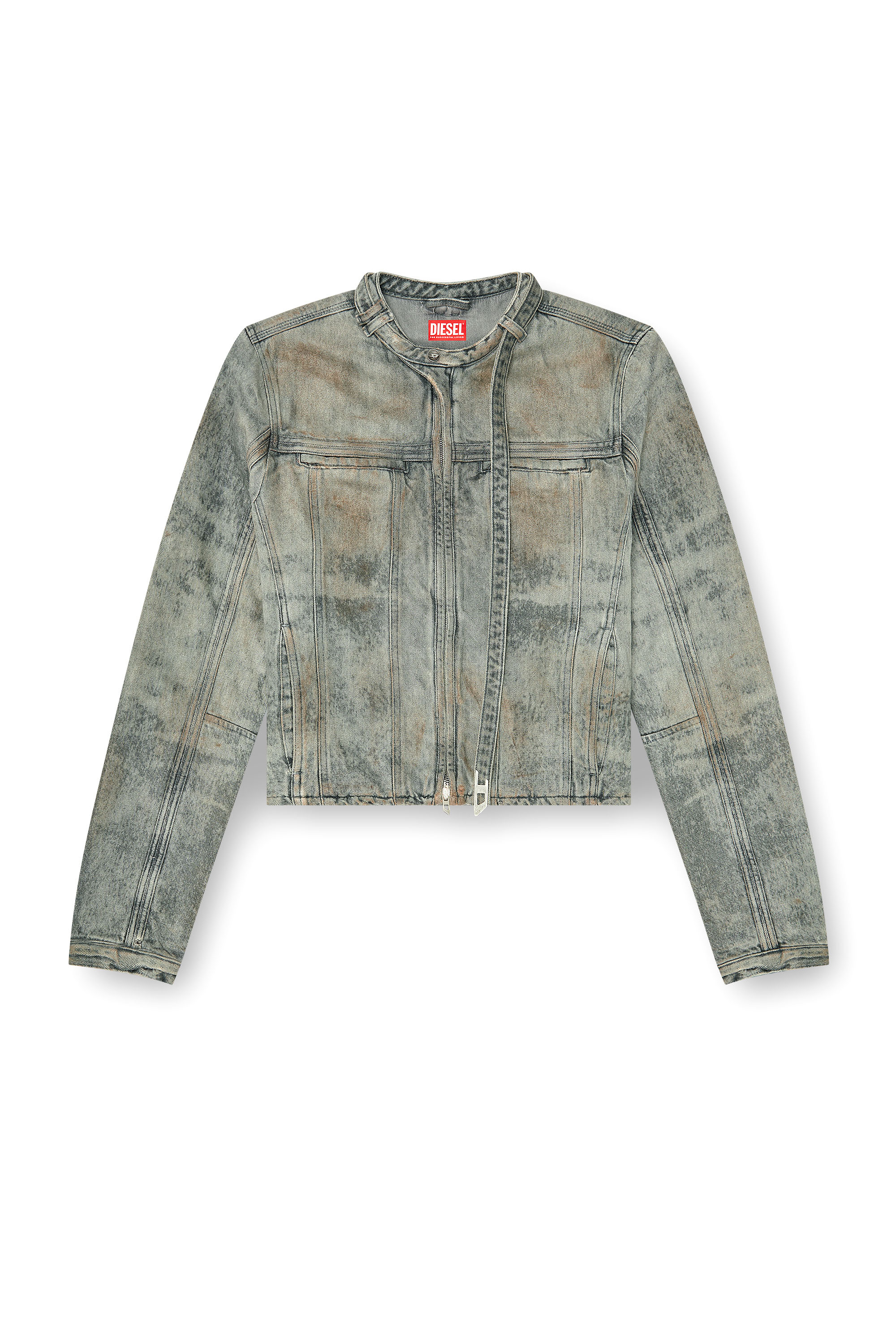 Diesel - D-VULMAR-FSI, Man's Jacket in cotton-hemp satin denim in Grey - 3