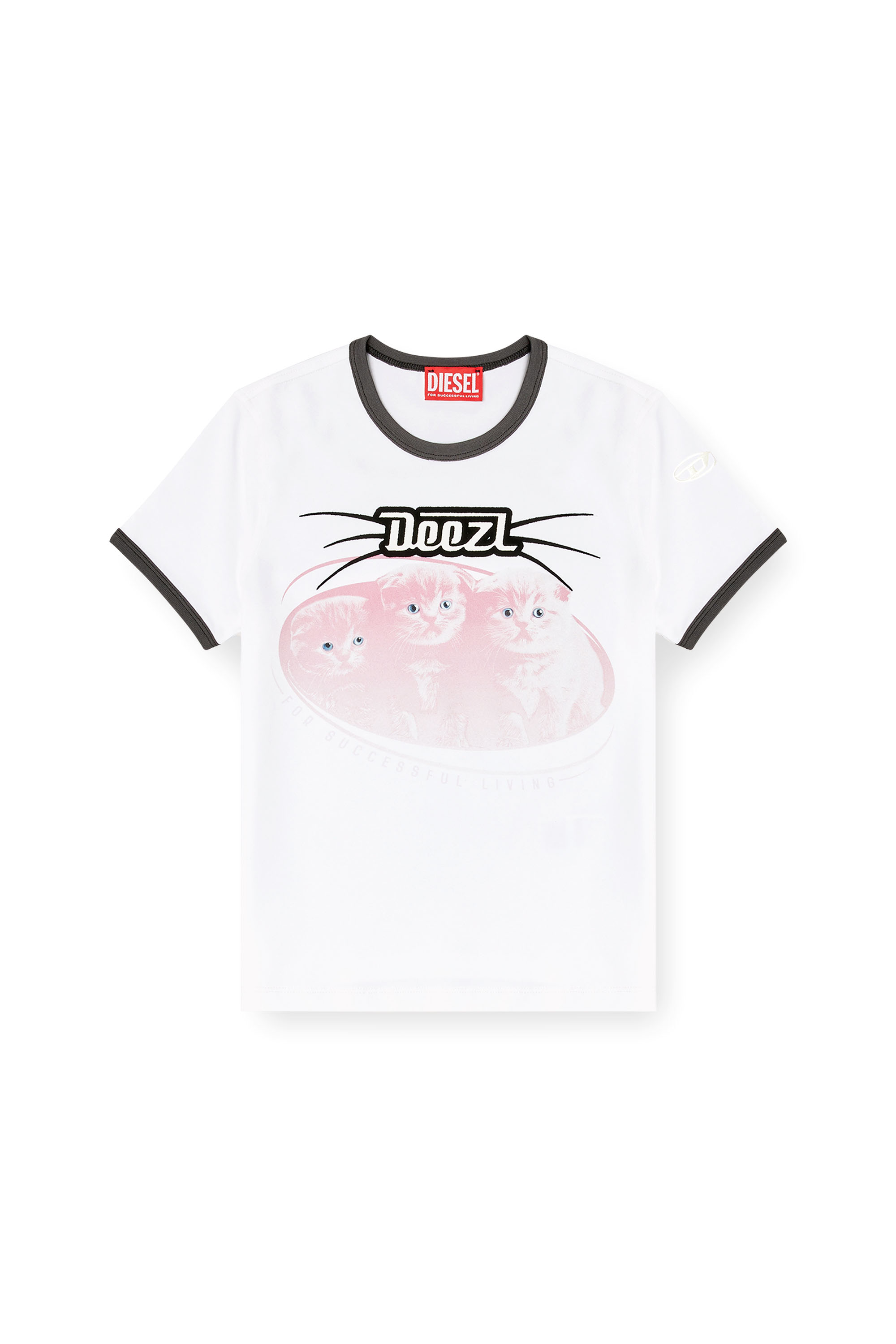 Diesel - T-UNCUTIES-LONG-R13, Woman's Cotton T-shirt with flock print in White - 3