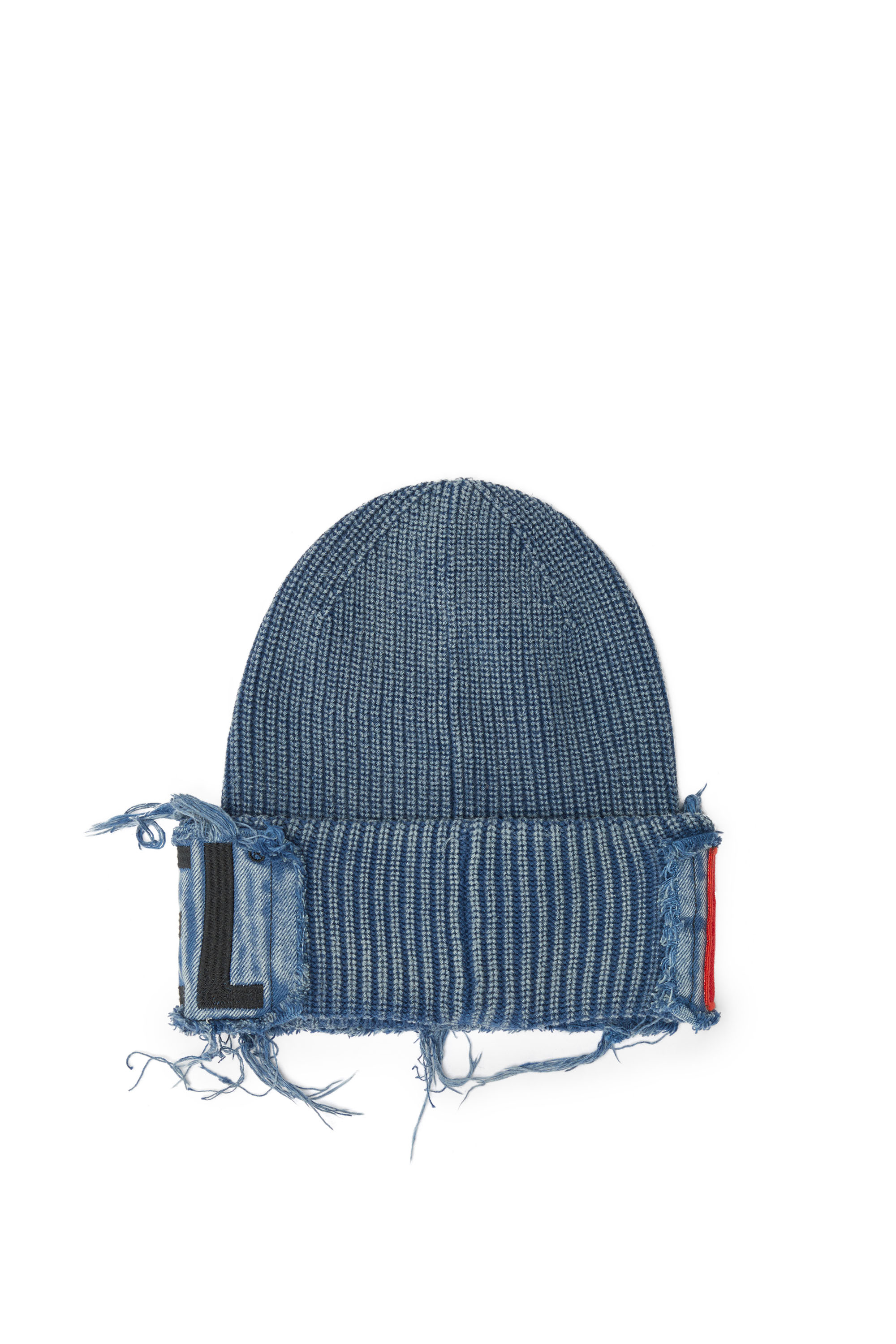 Diesel - K-FROK, Unisex's Denim effect beanie with bold patch detail in Blue - 2
