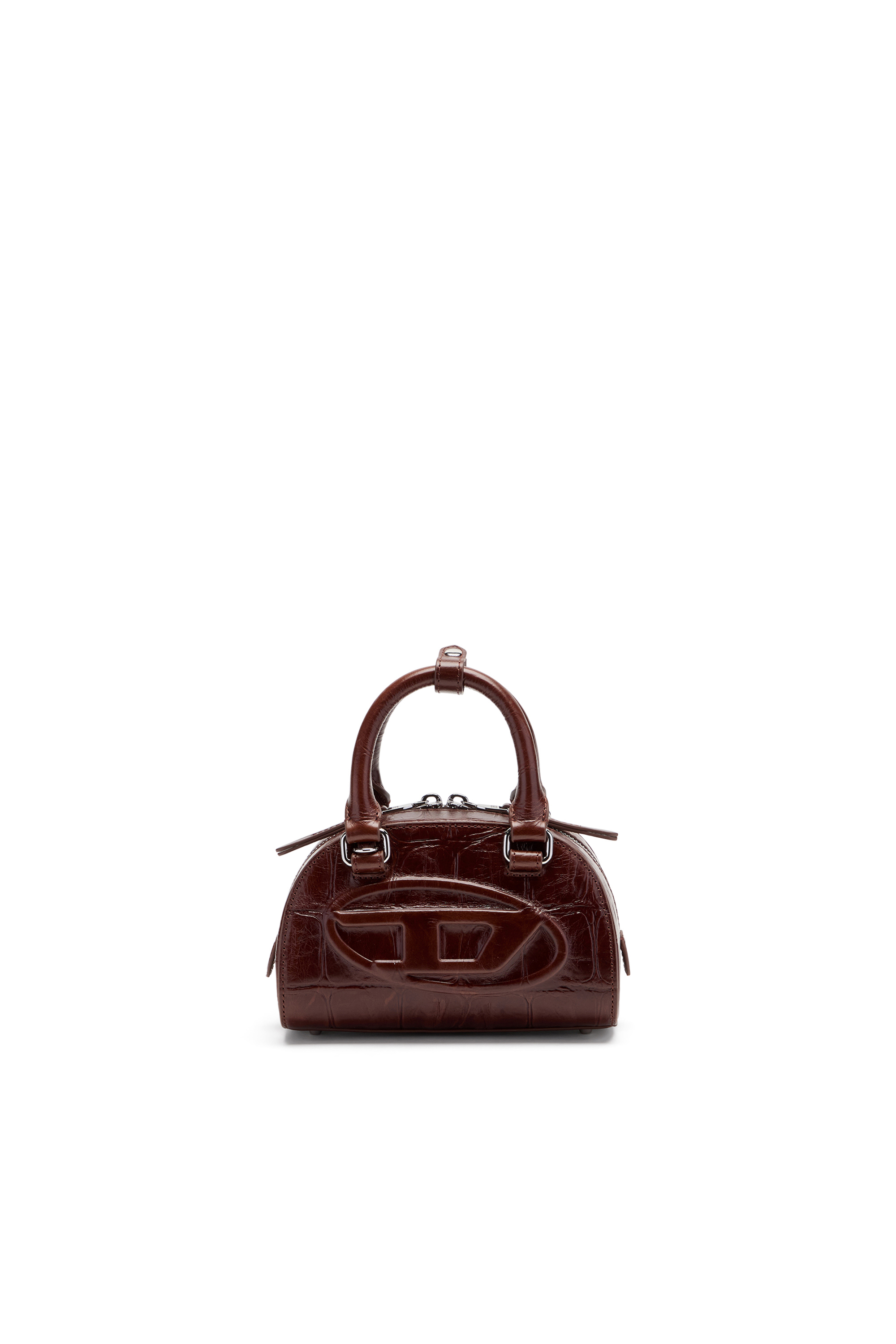 Diesel - 1DR DOME CROSSBODY, Woman's 1DR Dome-Mini bowling bag in croc-effect leather in Brown - 1