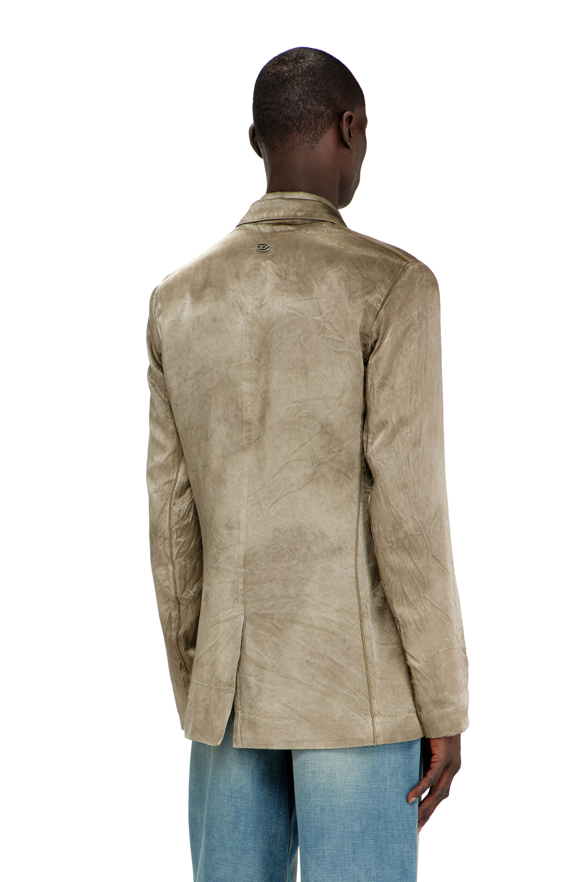 Diesel - J-ANDRE, Man's Blazer in wrinkled satin in Light Brown - 4