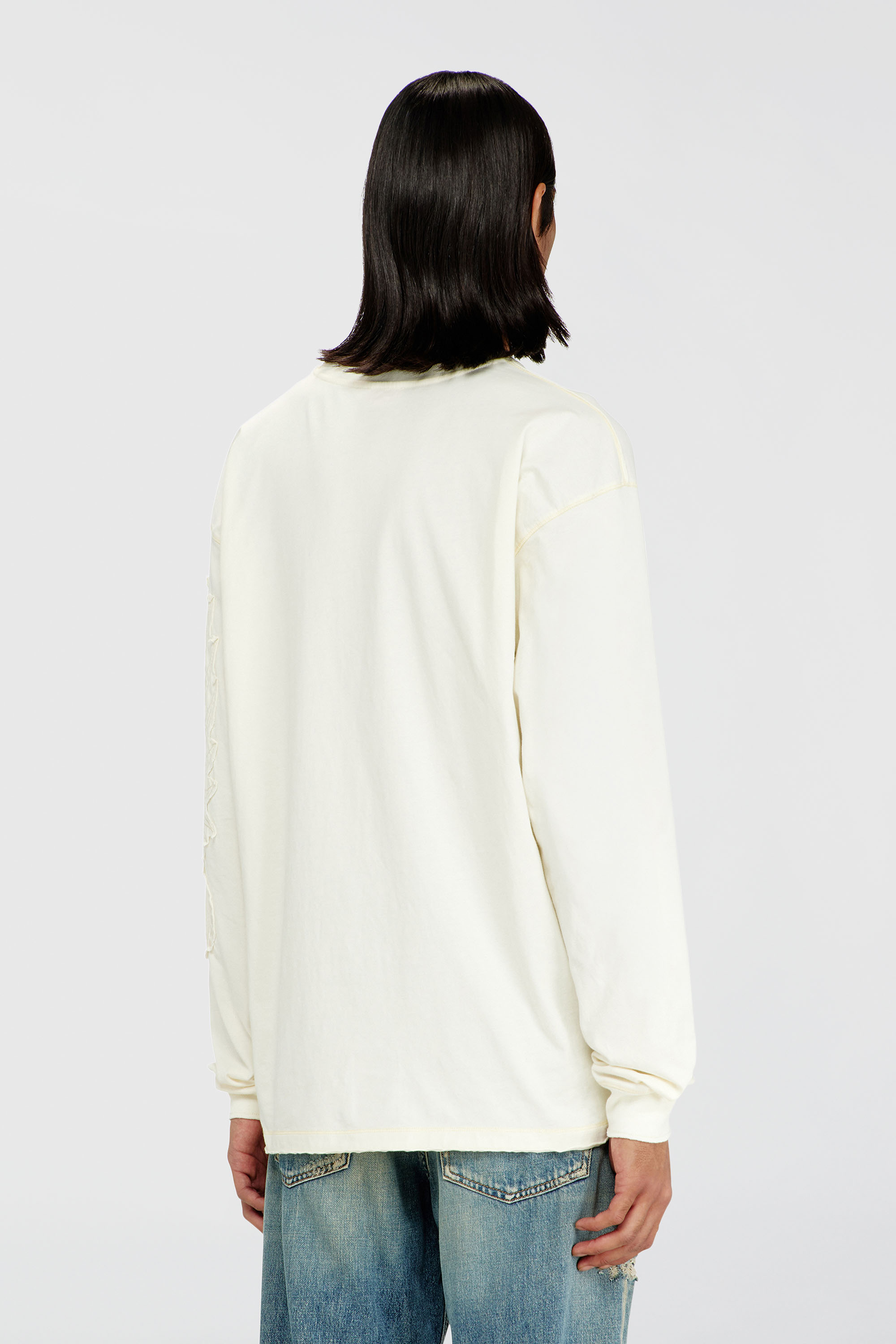 Diesel - T-NORM-LS-AA3, Man's Long-sleeve T-shirt with prints and patches in White - 4