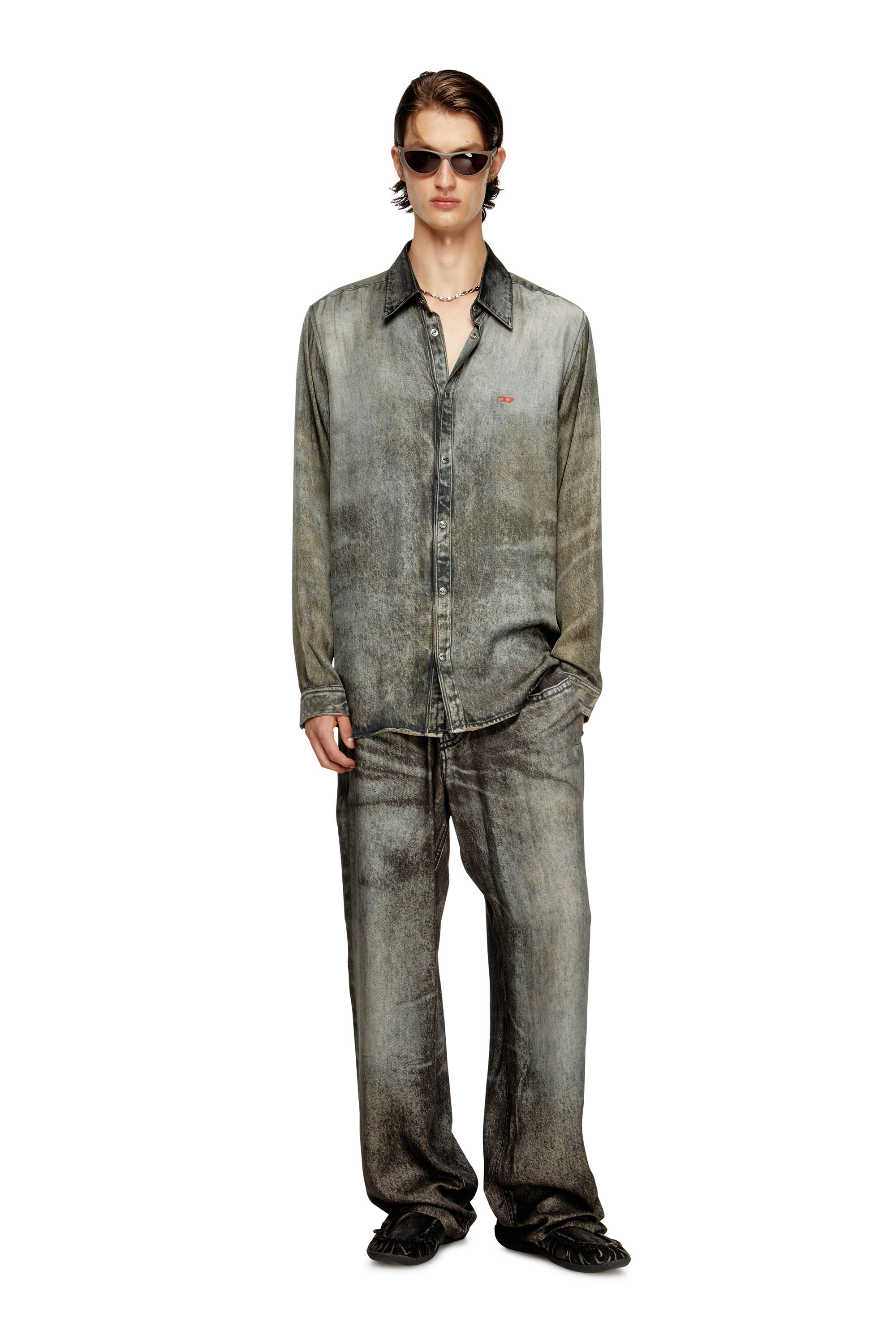 Diesel - P-THECK-LKCT, Man's Elasticated pants in denim-look viscose in Black - 2