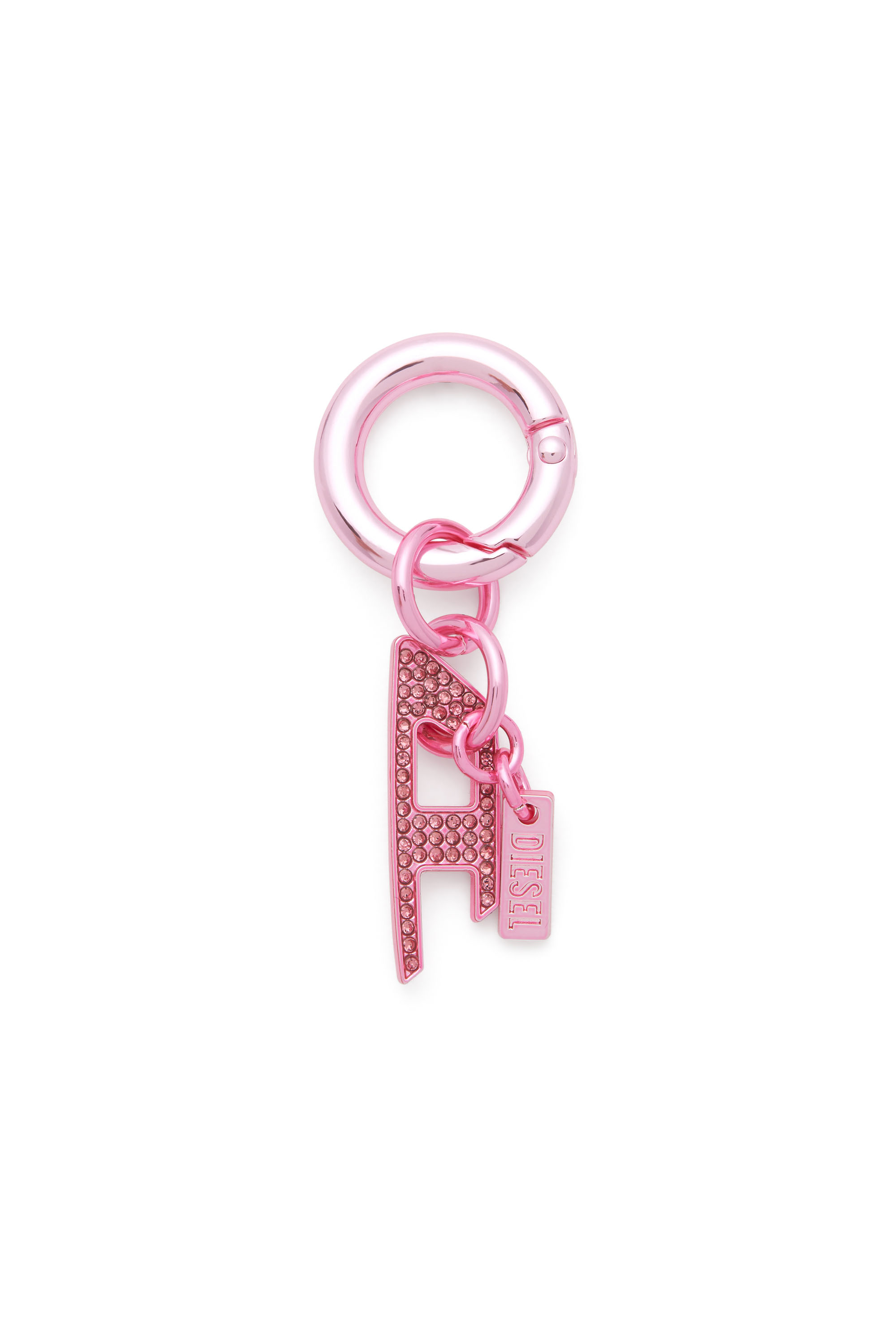 Diesel - CHARM-D, Unisex's Metal keyring with rhinestones D logo charm in Pink - 1