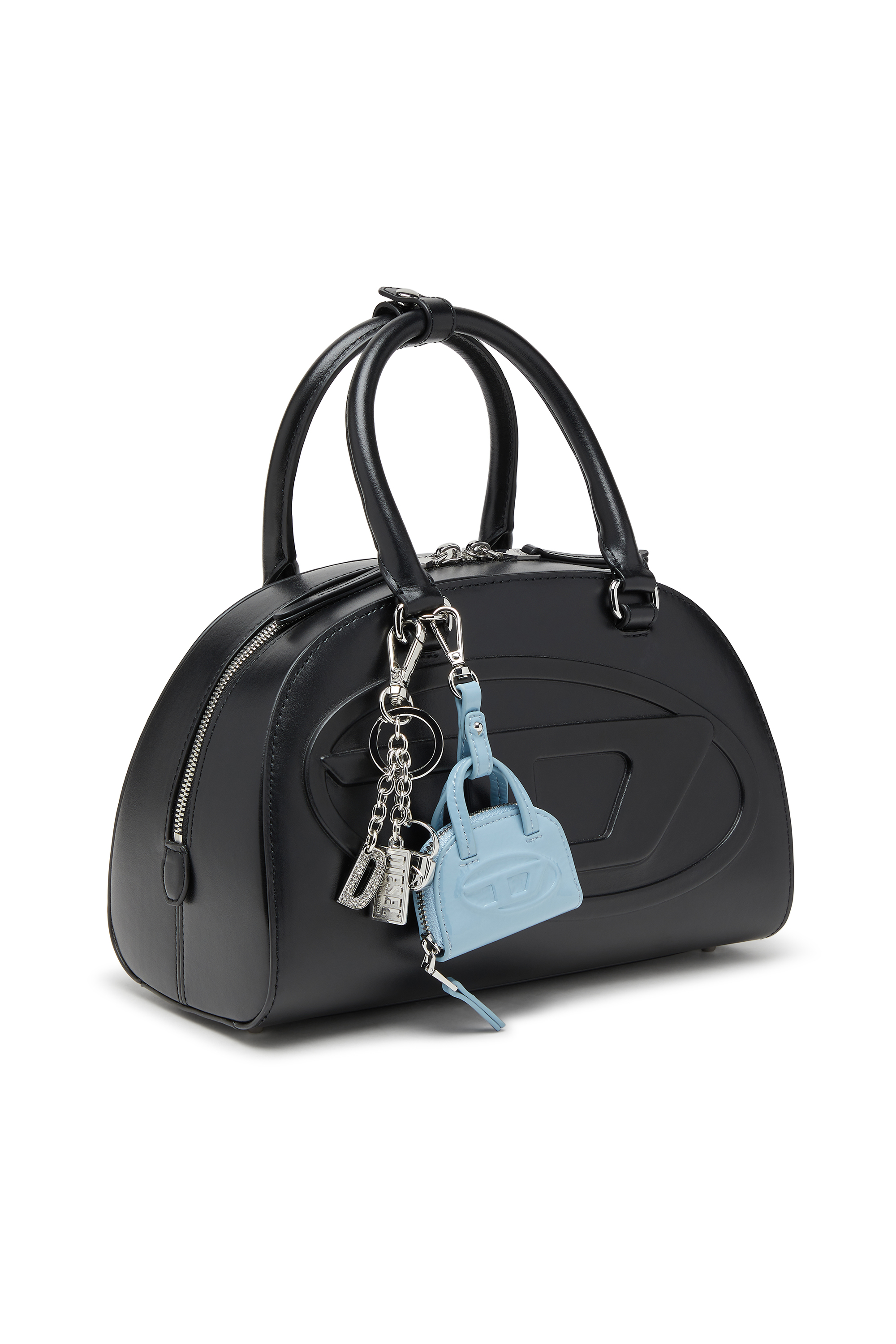 Diesel - 1DR DOME CHARMS, Woman's Bag charm in glossy, crinkled naplak in Azure - 3