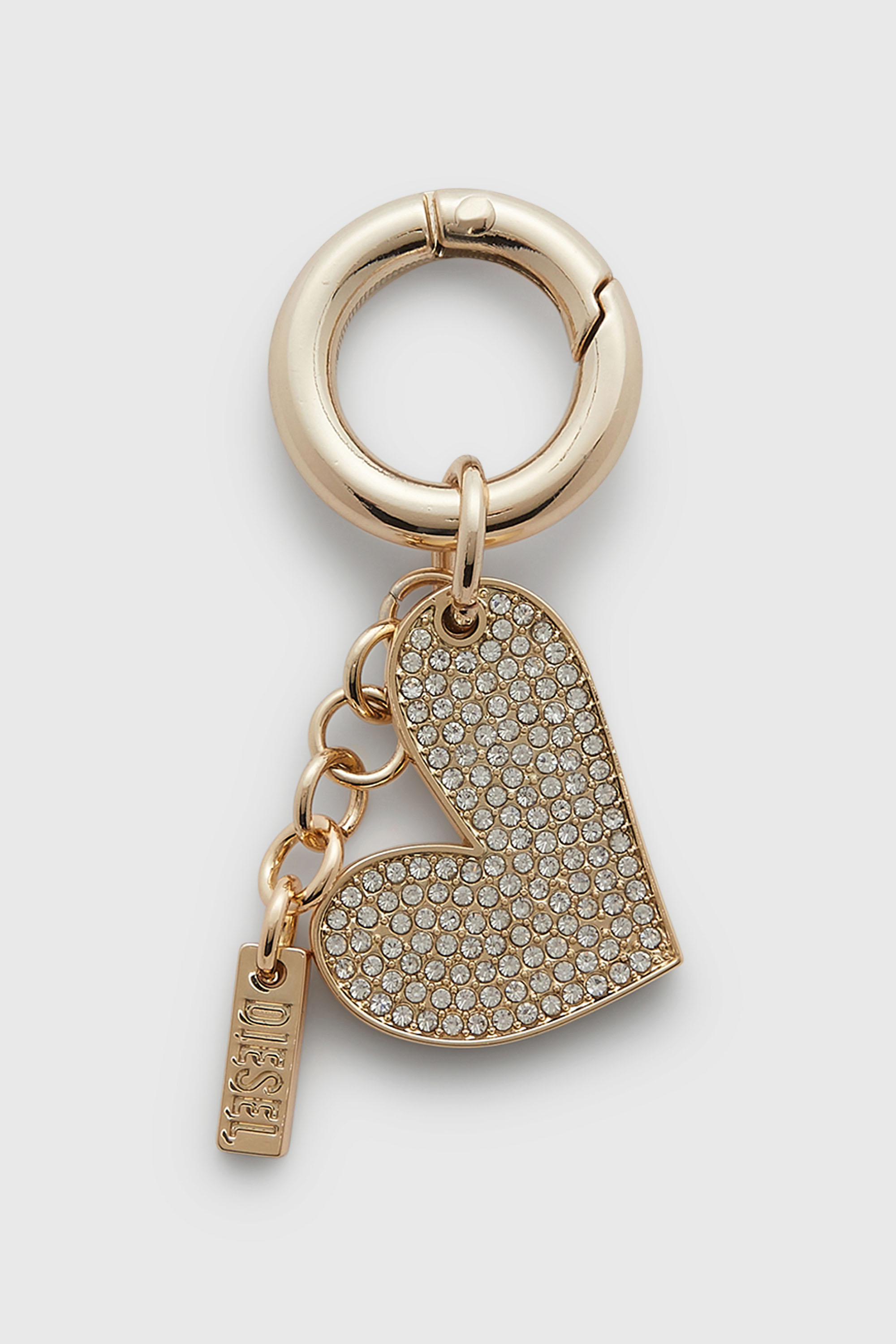 Diesel - CHARM-HEART, Woman's Metal heart charm with rhinestones in Gold - 1