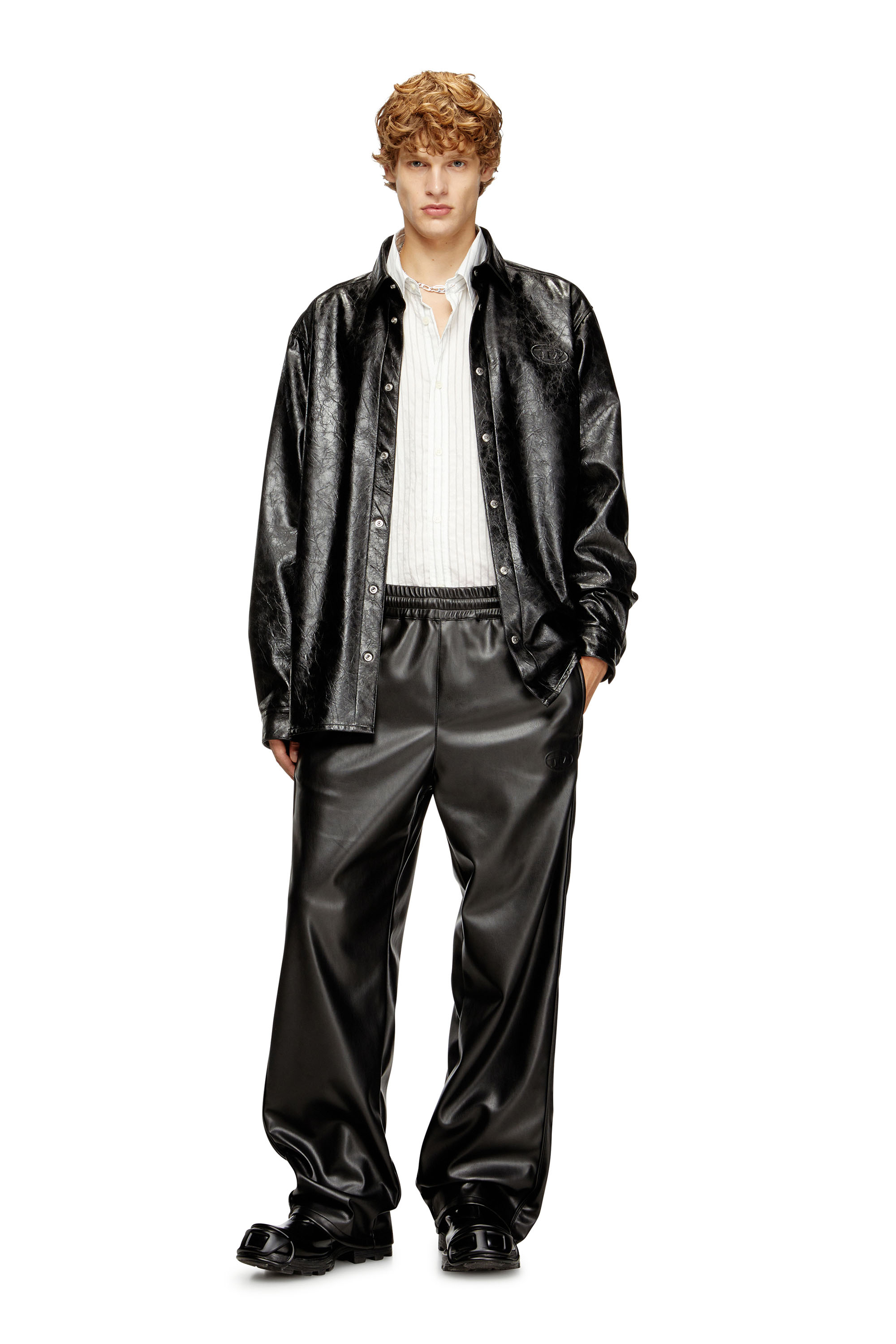 Diesel - S-SIMPLY-QMBU, Man's Textured shirt with branded buttons in Black - 2