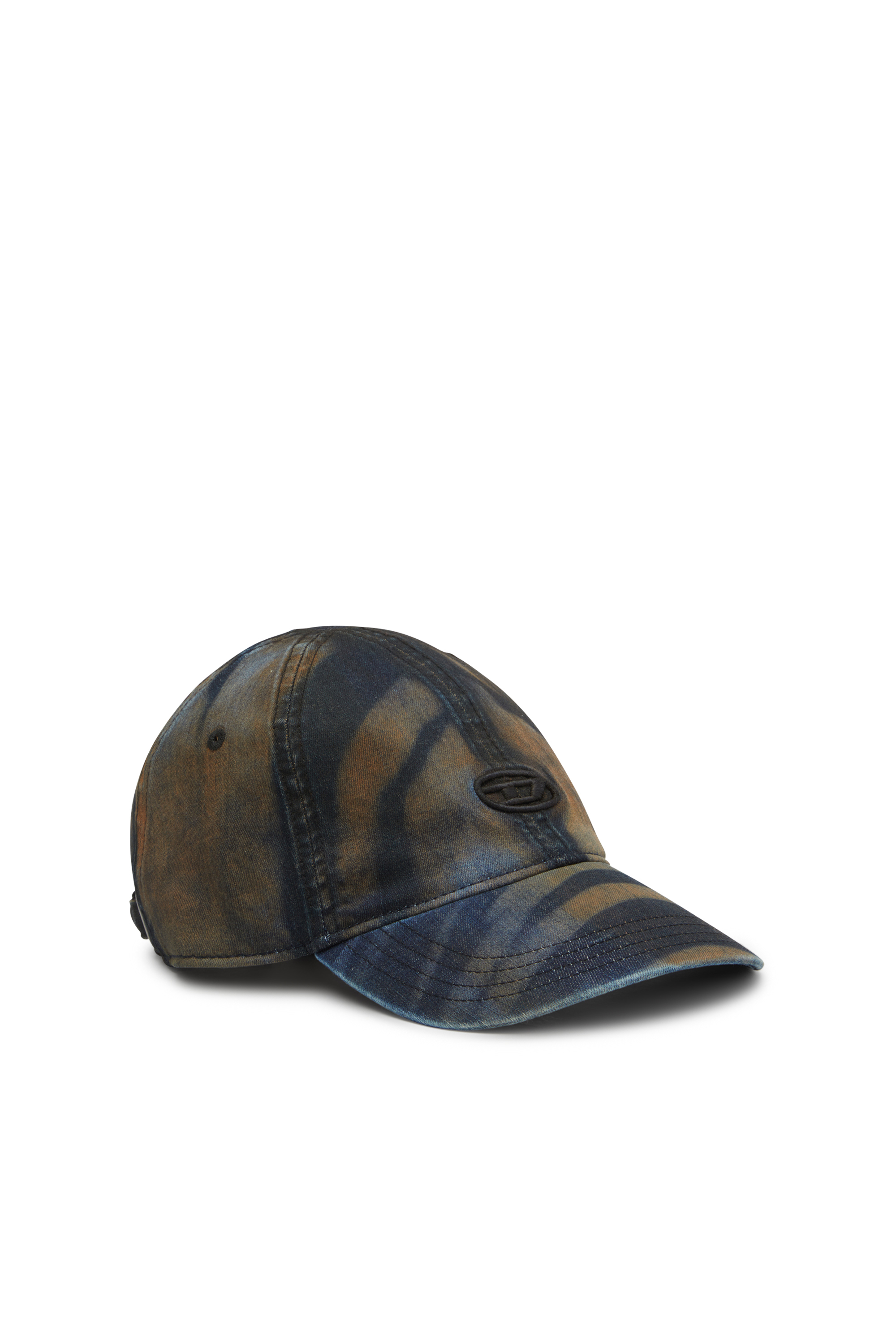 Diesel - C-HUPA, Man's Denim cap with camouflage effect in Blue/Brown - 1