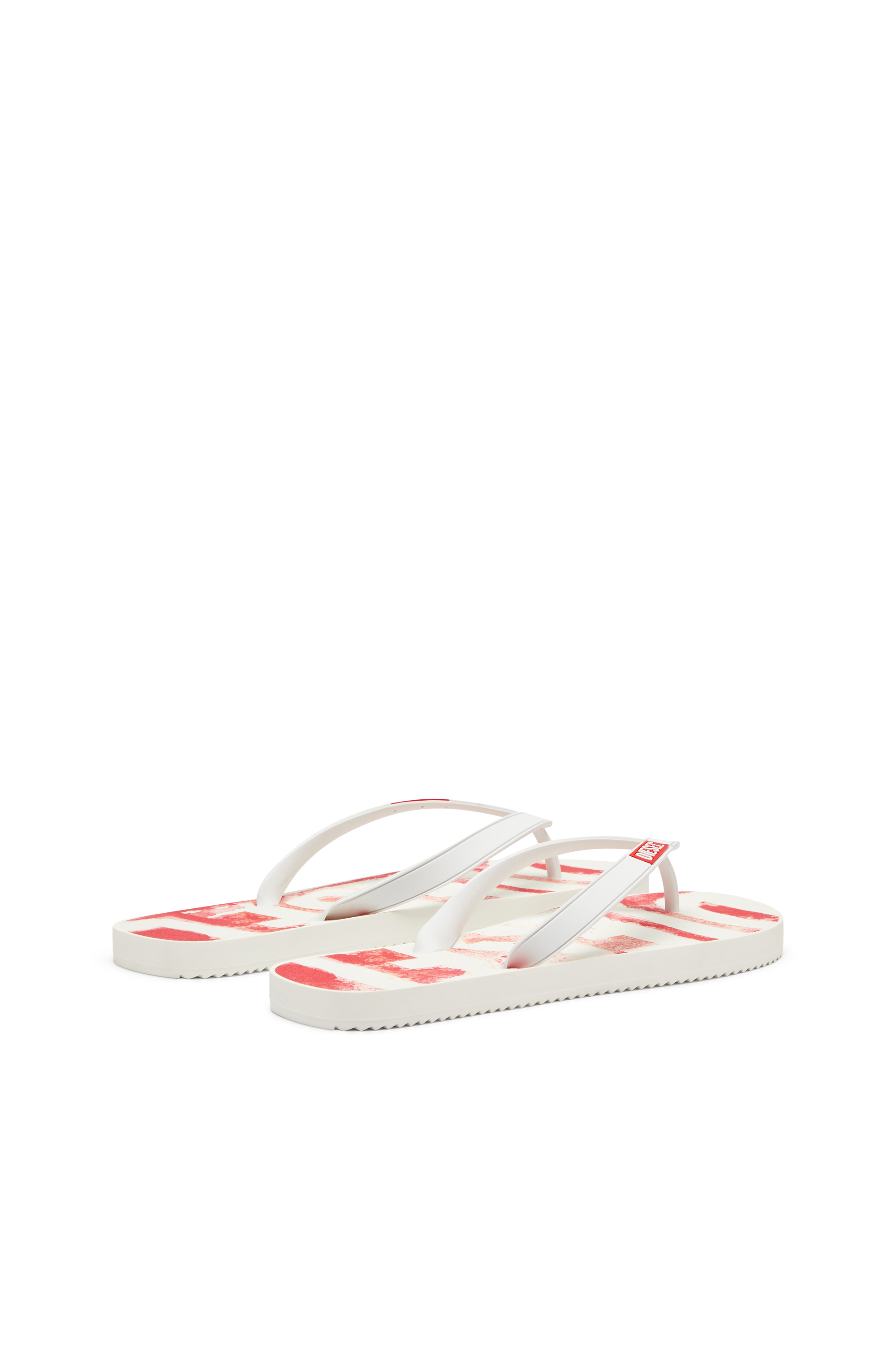 Diesel - SA-RIO, Man's Rubber flip-flops with graffiti logo in White/Red - 3