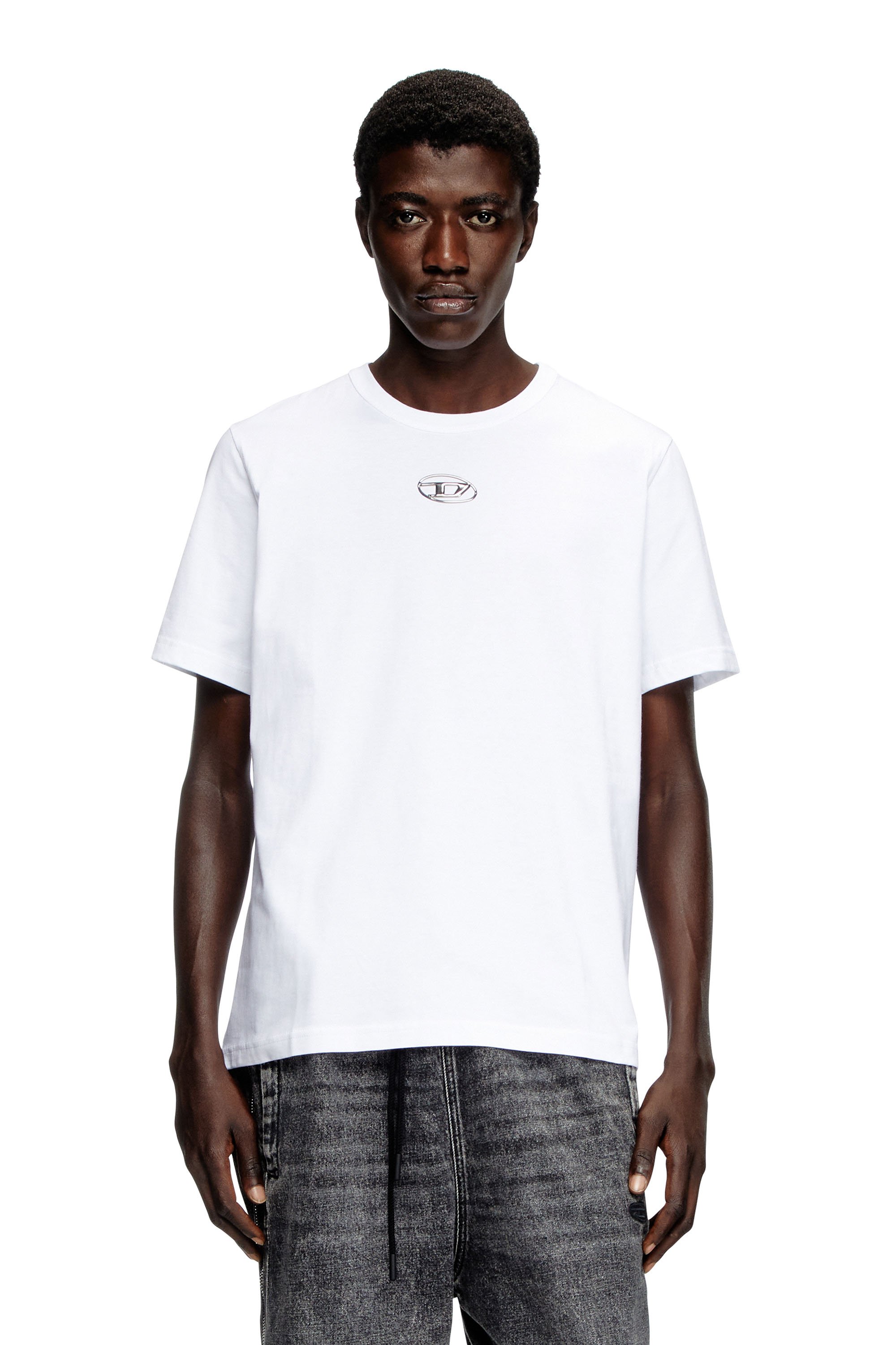 Diesel - T-ADJUST-OD, Man's T-shirt with injection moulded logo in White - 1