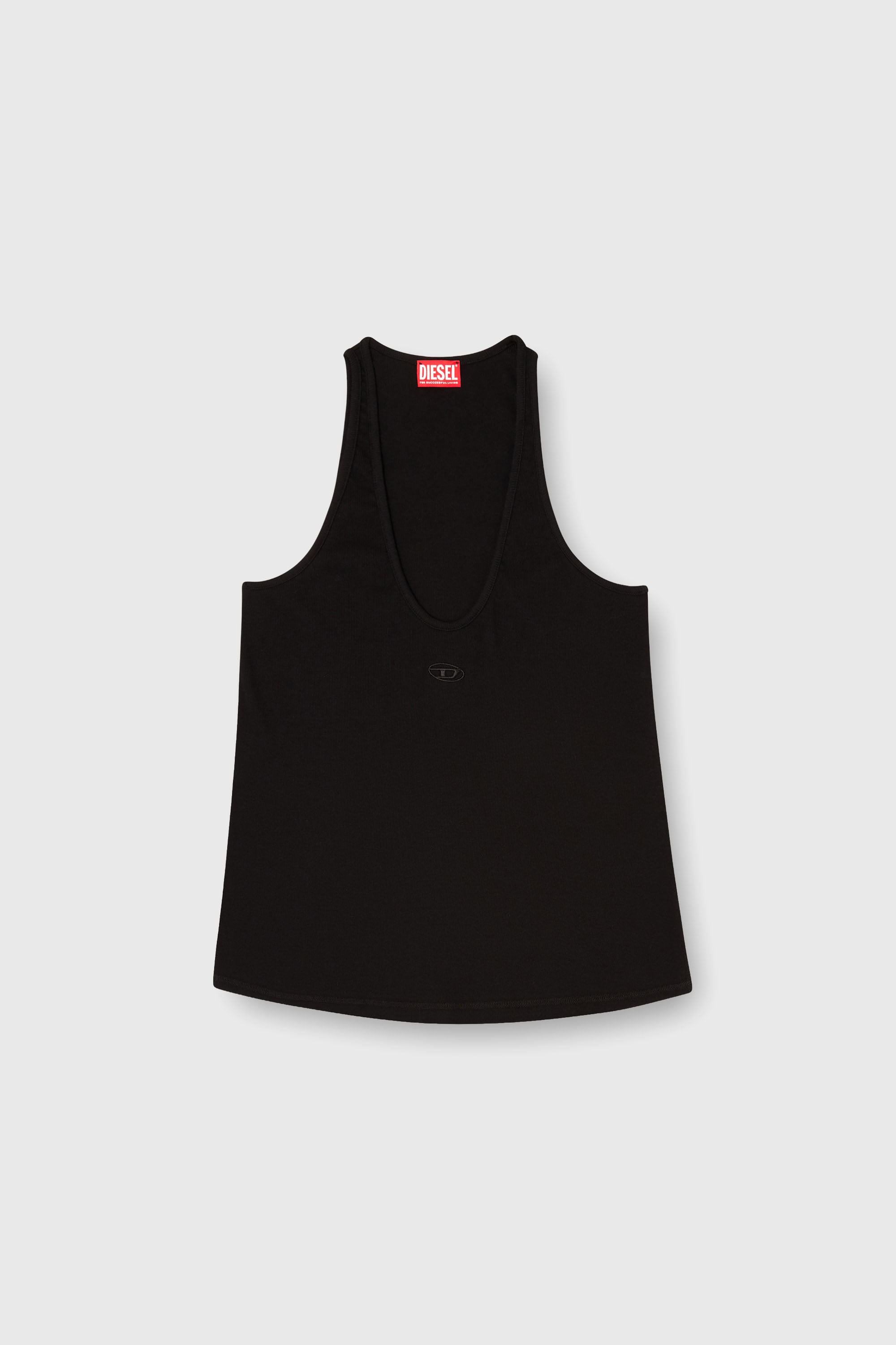Diesel - T-IPSYA-LKDS, Woman's Ribbed tank top with Oval D in Black - 1