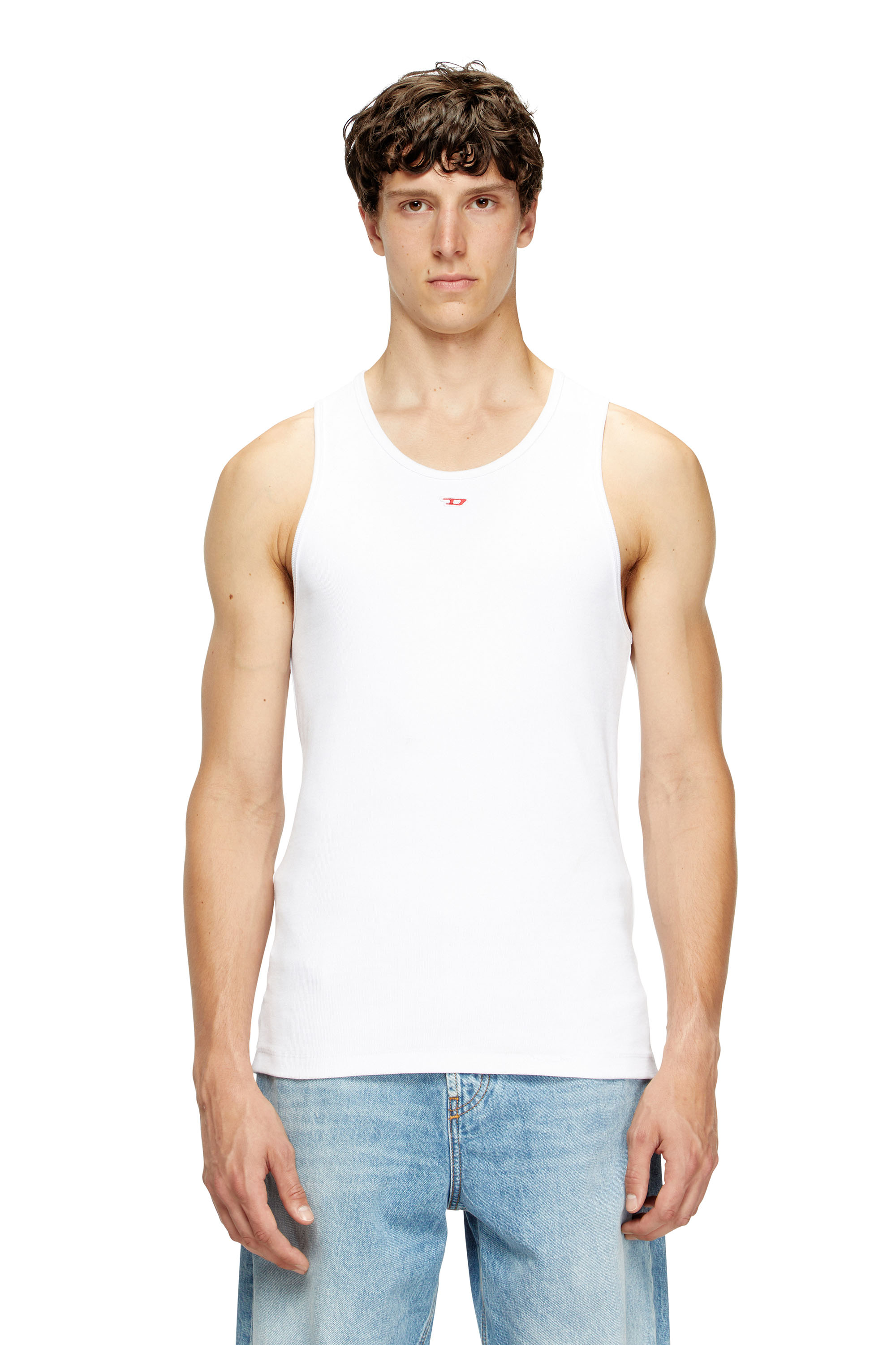Diesel - T-LIFTY-D, Man's Tank top with mini D logo patch in White - 1