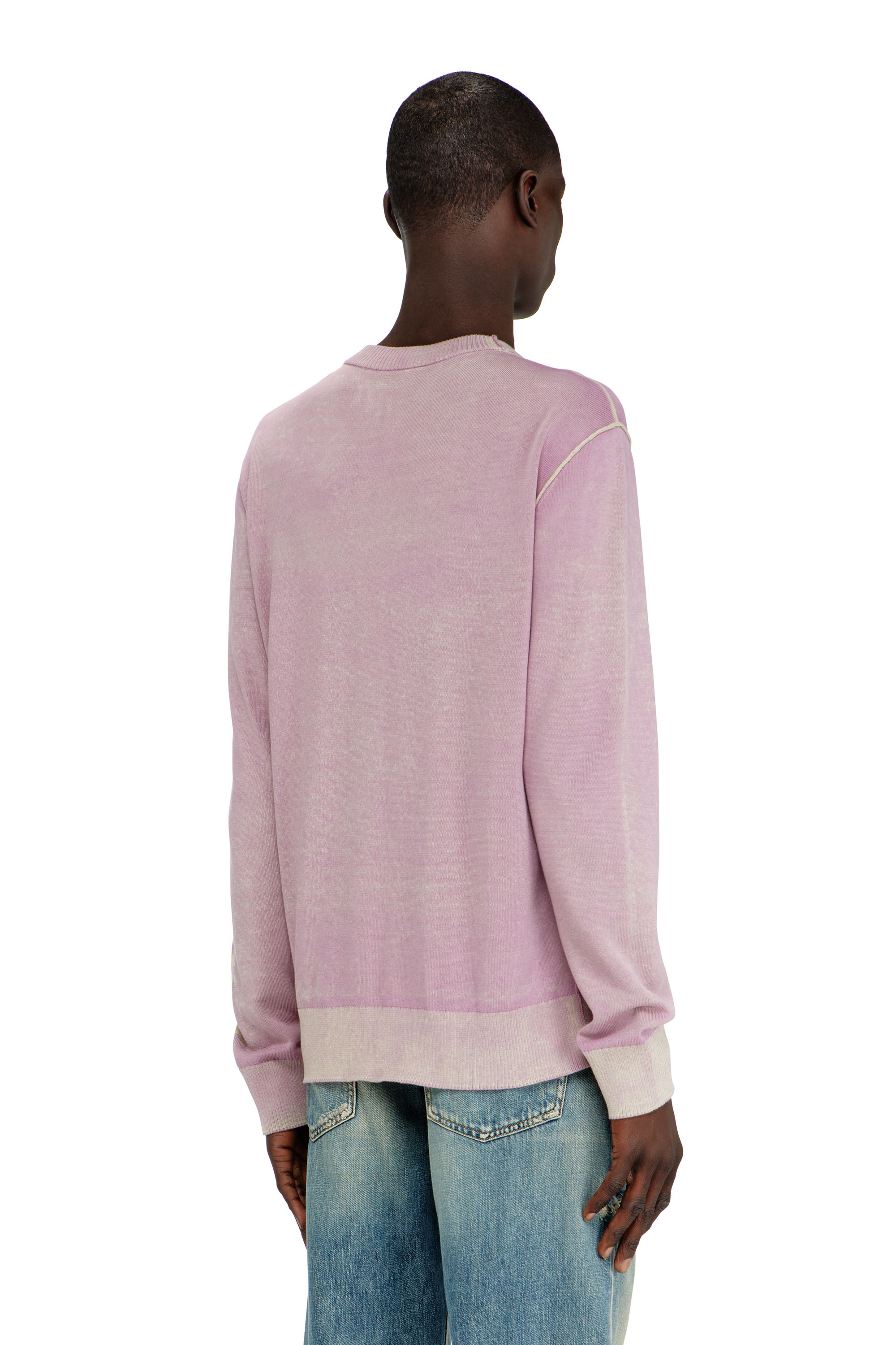 Diesel - K-LAUTI, Man's Treated cotton jumper with slogan in Lilac - 4