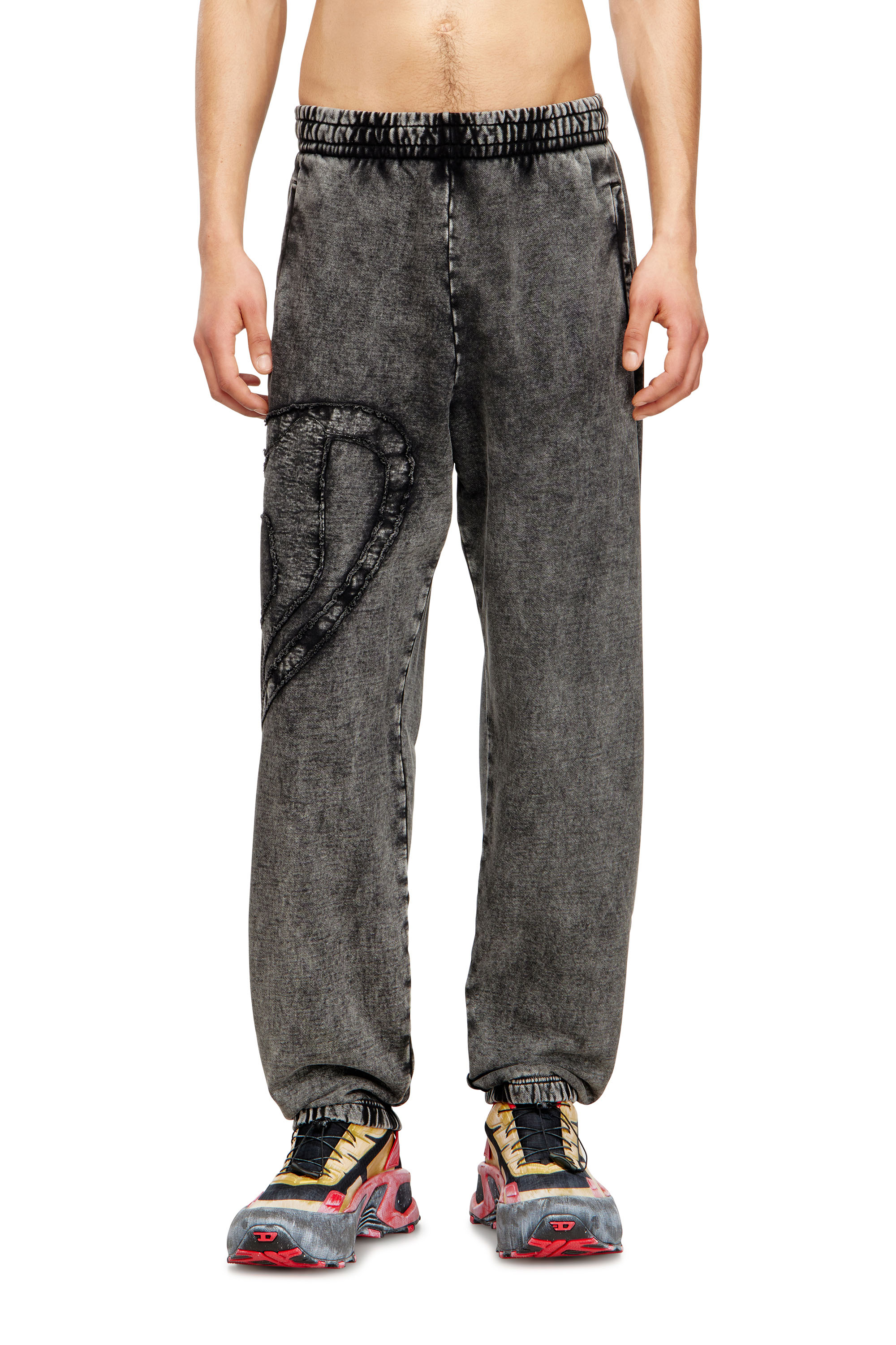Diesel - P-MARKY-DEN, Man's Organic cotton sweatpants with Oval D patch in Dark grey - 1