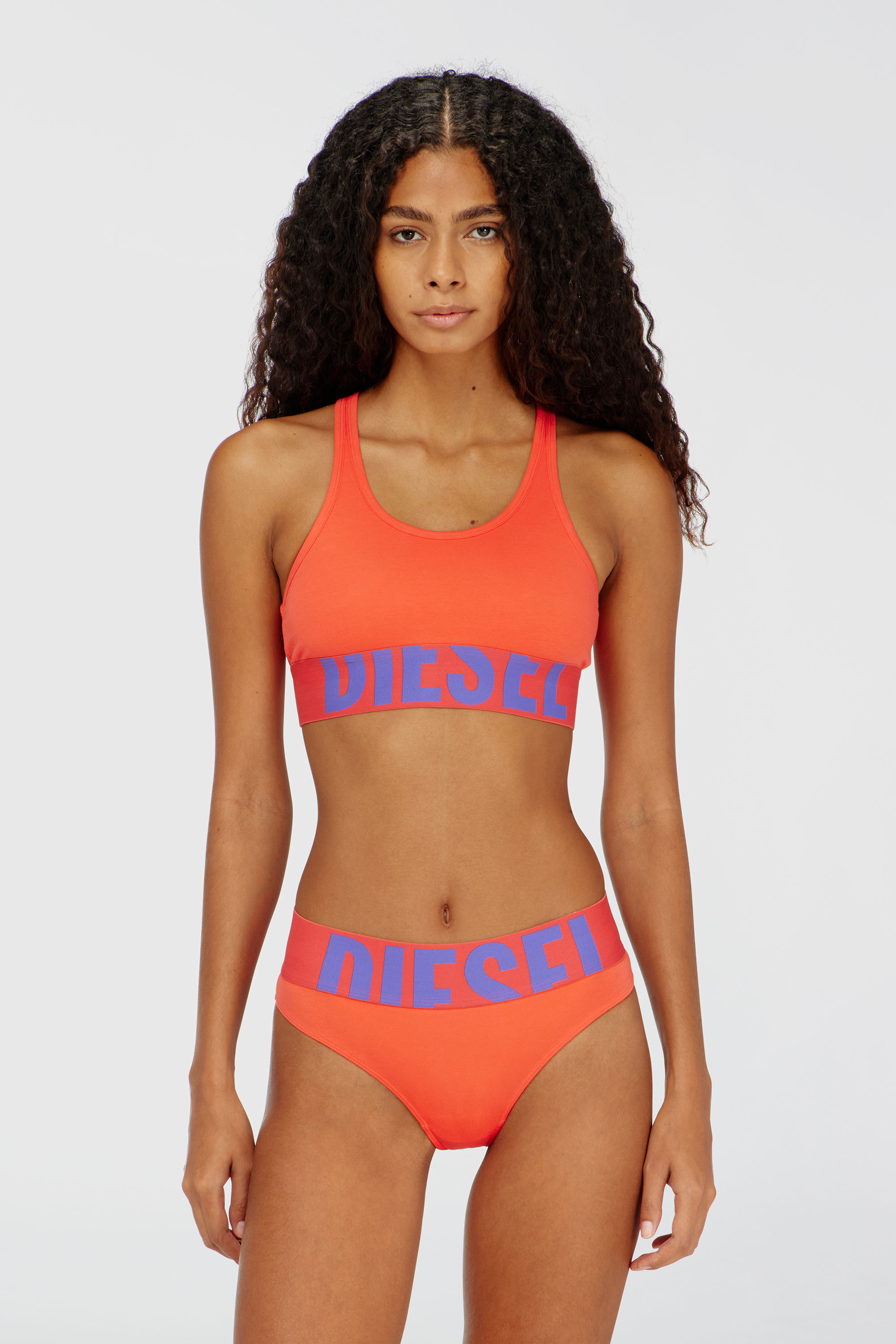 Diesel - UFSB-COTTON-RACE-BRALETTE-XL, Woman's Sports bra with cut-off logo in null - 1