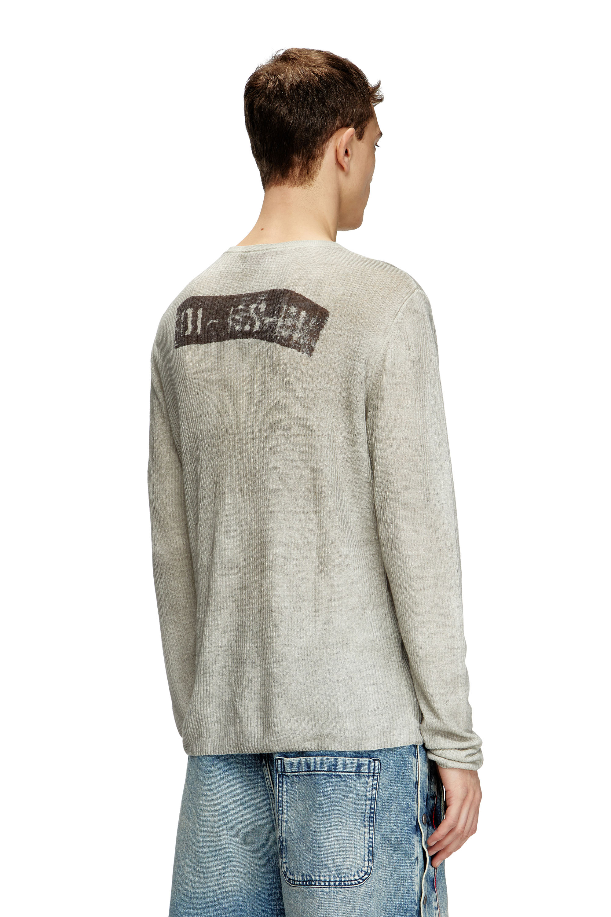 Diesel - K-ROBBY, Unisex's Dirty-effect Henley jumper in linen in Beige - 5