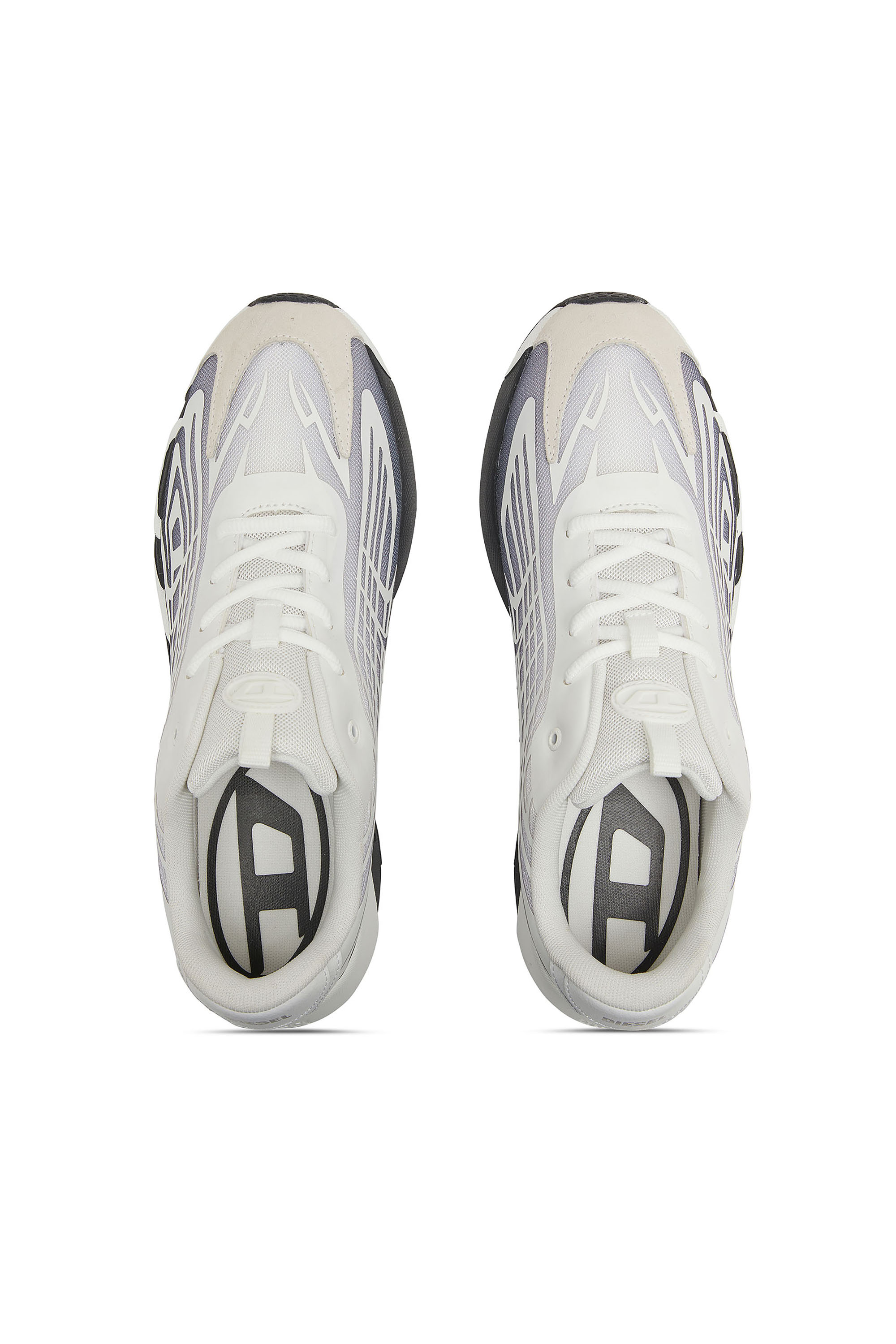 Diesel - S-D-VIT'S 500 LOW, Man's D-Vit-Sneakers in striped d&eacute;grad&eacute; mesh in White/Grey - 4