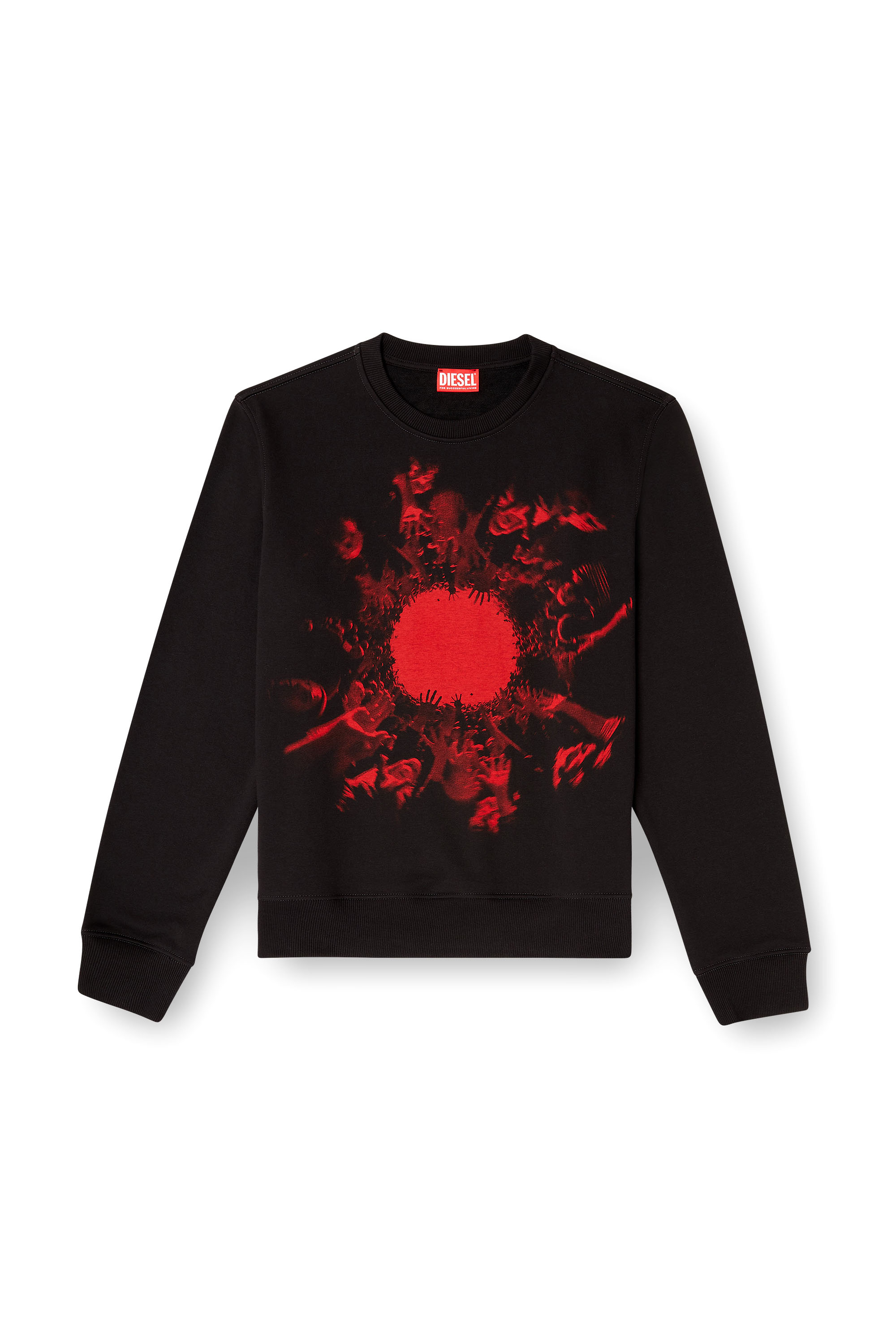 Diesel - S-GINN-T3, Man's Cotton sweatshirt with graphic print in Black - 3