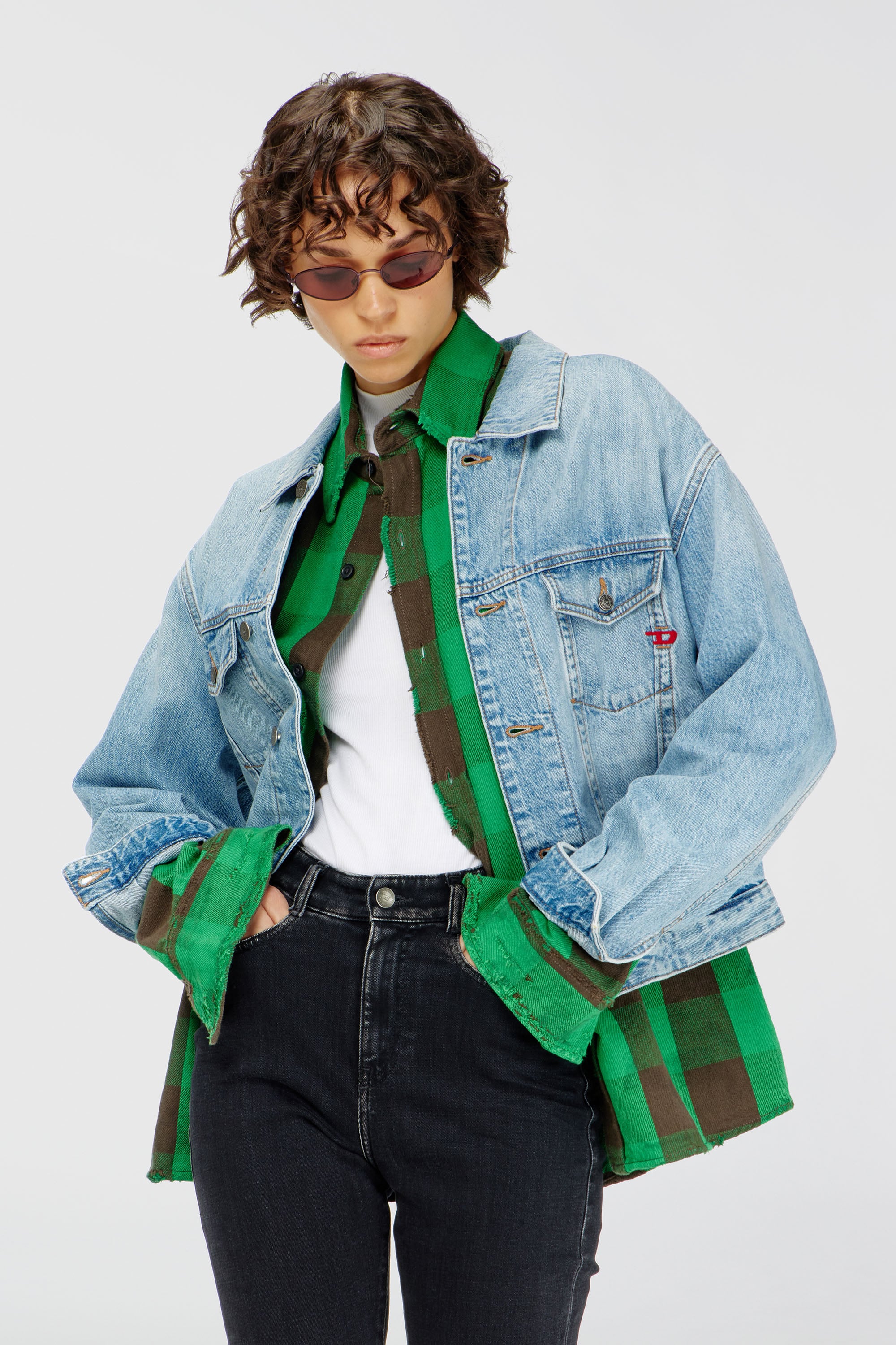 Diesel - D-RANGER, Unisex's Trucker jacket in denim in Light Blue - 1