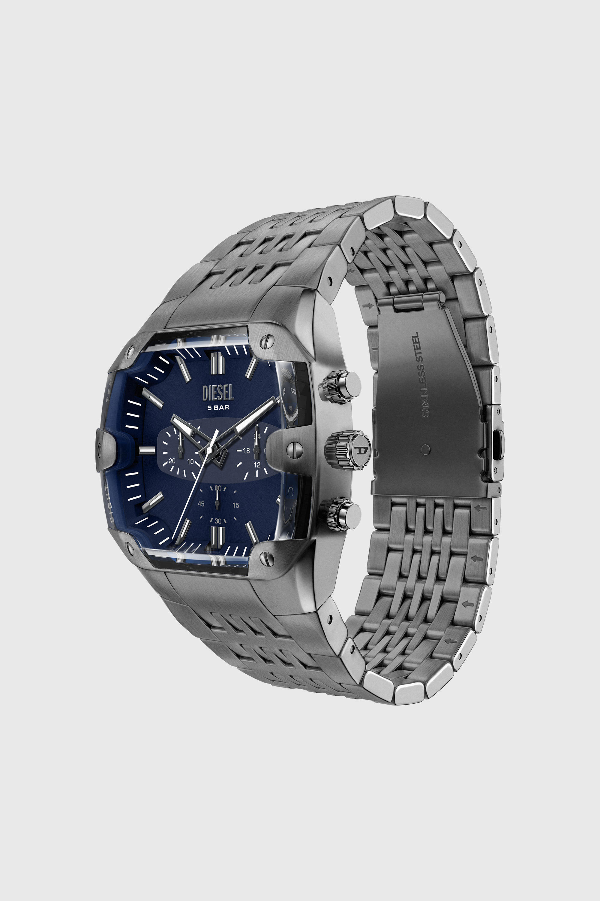Diesel - DZ4717 WATCH, Man's Spiked Cushion gunmetal stainless steel watch in Dark grey - 2