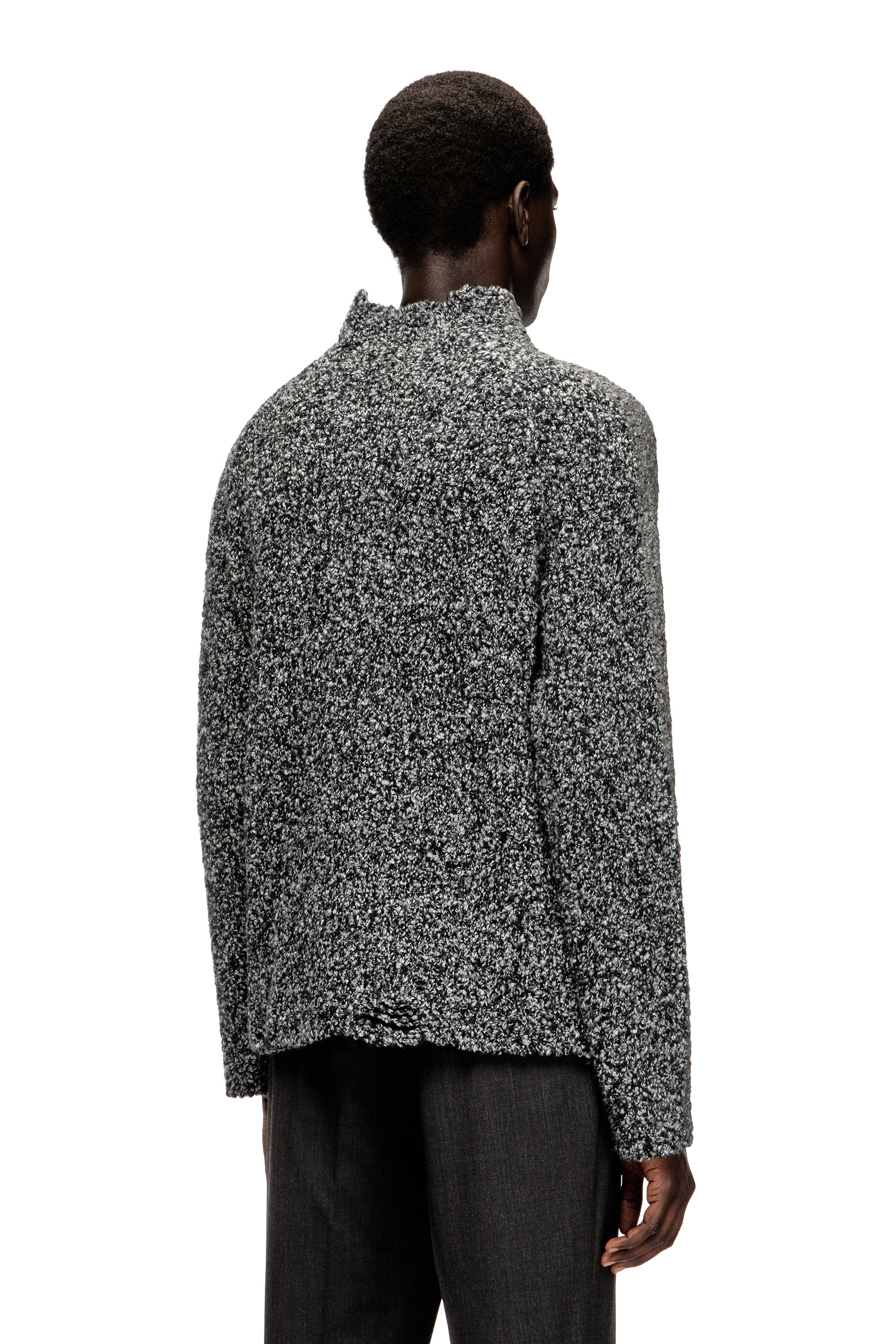 Diesel - K-ERLAND, Man's Bouclé-knit jumper with sleeve bands in Black - 4