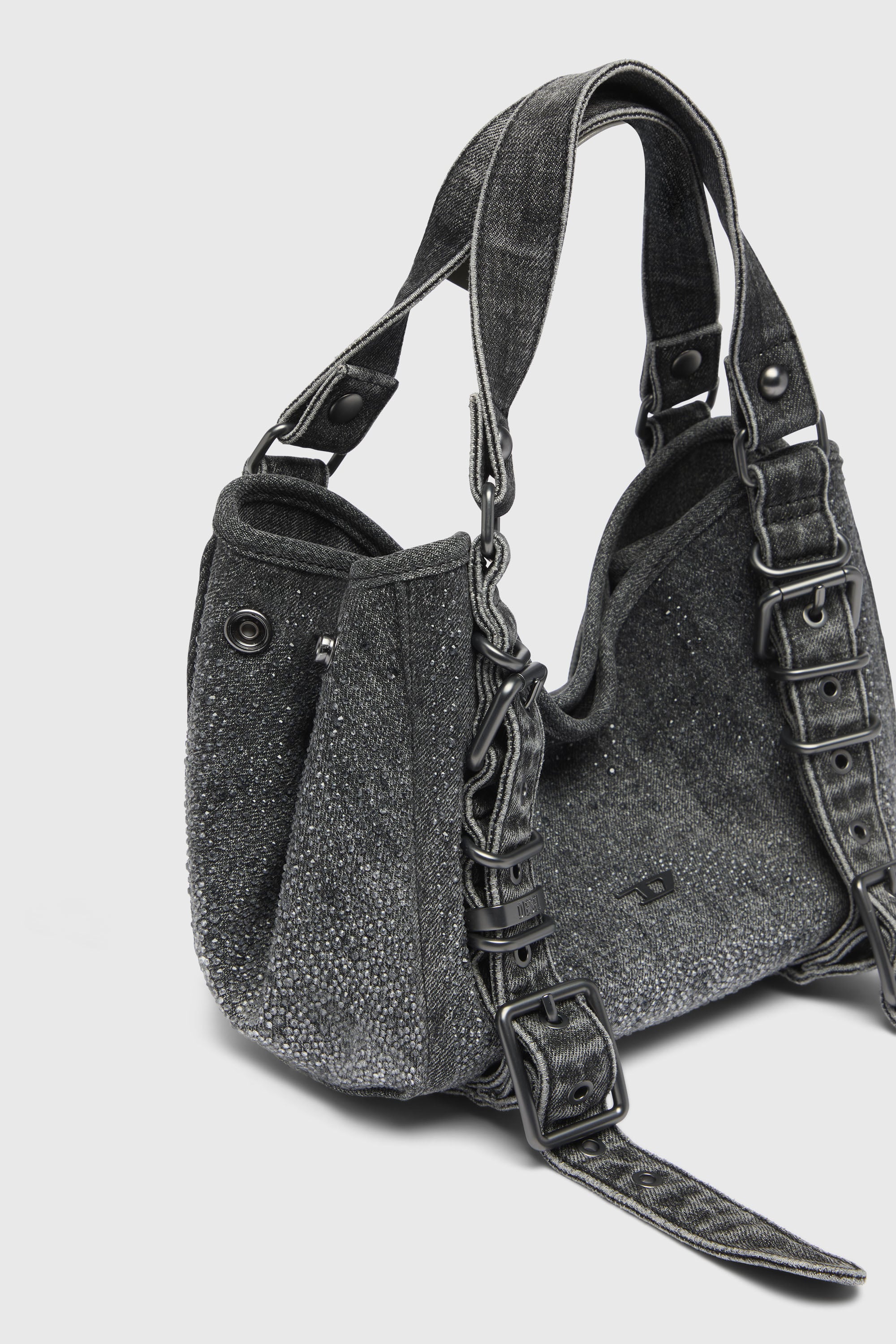 Diesel - D-ONE TOPHANDLE S, Woman's D-One-Small top-handle bag in crystal solarised denim in Black - 4