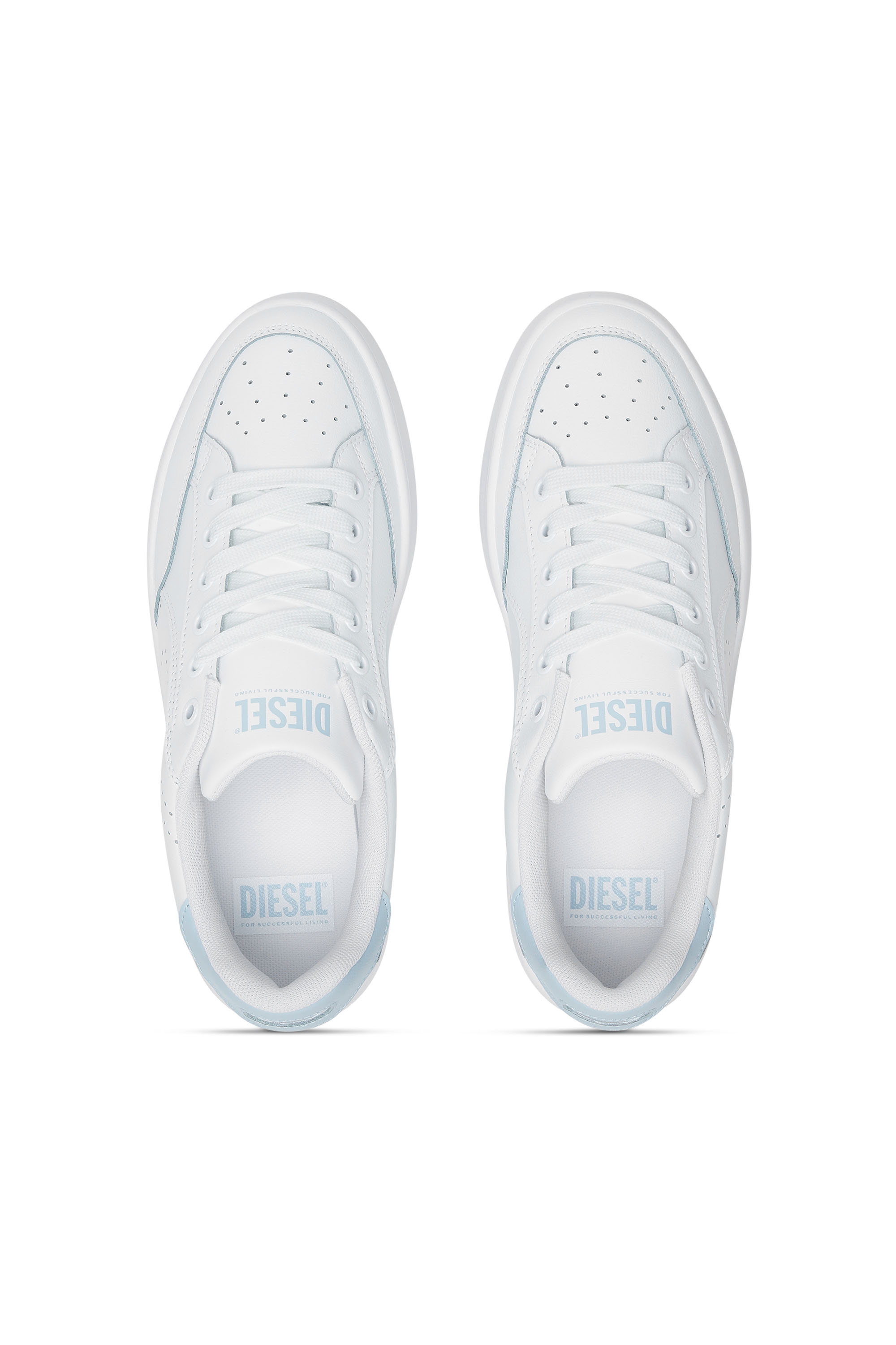 Diesel - S-DAKOTA LOW W, Woman's Leather sneakers with perforated logo in White/Blue - 5