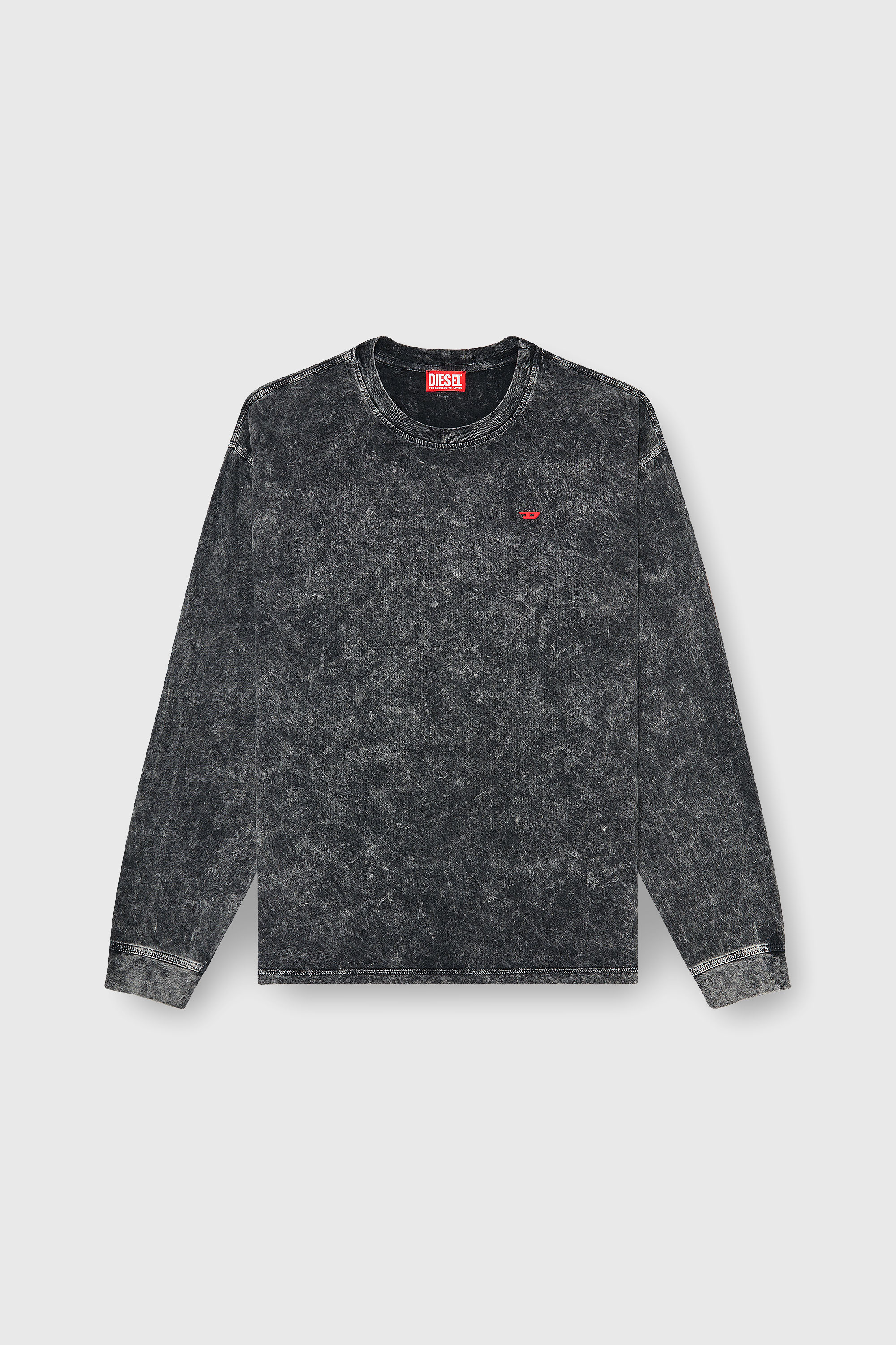Diesel - T-BOXT-LS-AA5, Man's Long sleeve top with treated effect in Dark grey - 1